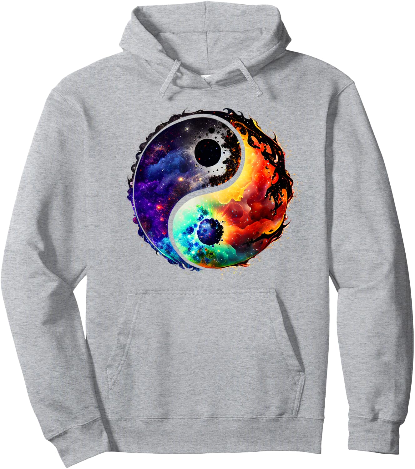 Yin Yang Feng Shui Ying Yang Zen Taijitu Colorful Galaxy Hoodie - Hoodie | Ash