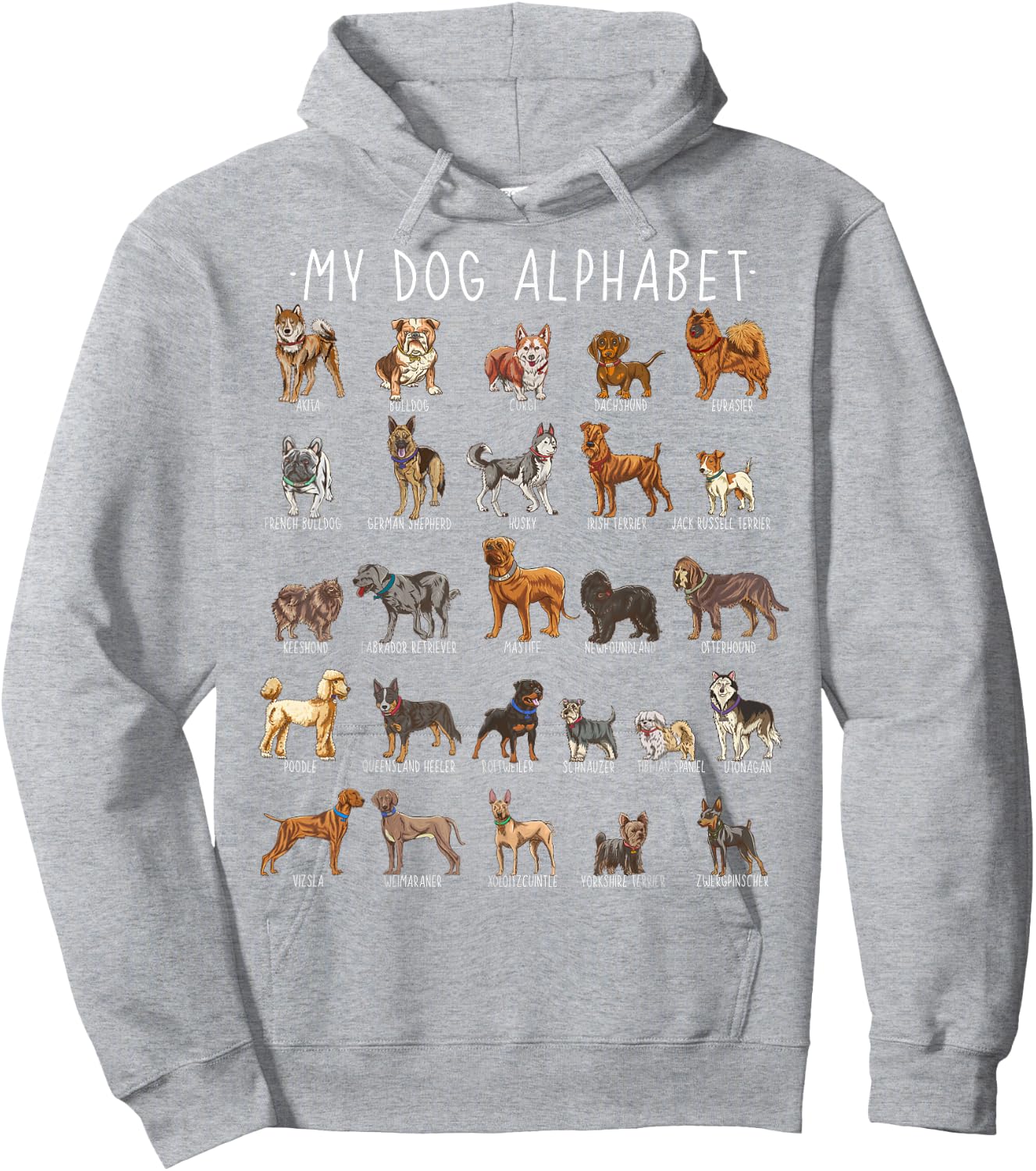 Types Of Dogs Alphabet - Dog Identification - A-Z ABC Women Kids Hoodie - Hoodie | Ash