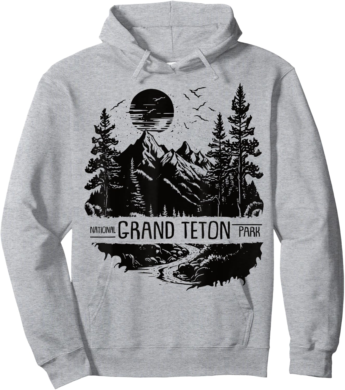 Retro Grand Teton National Park US Vintage Grand Teton Hoodie - Hoodie | Ash