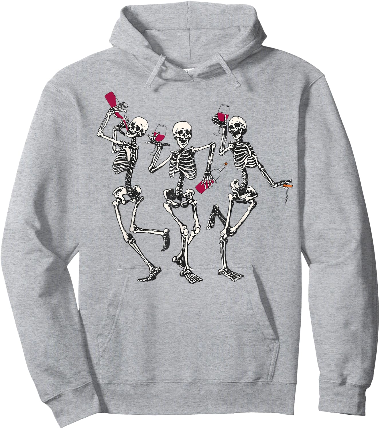 Dancing Skeletons funny Halloween easy costume drinking wine Hoodie - Hoodie | Ash