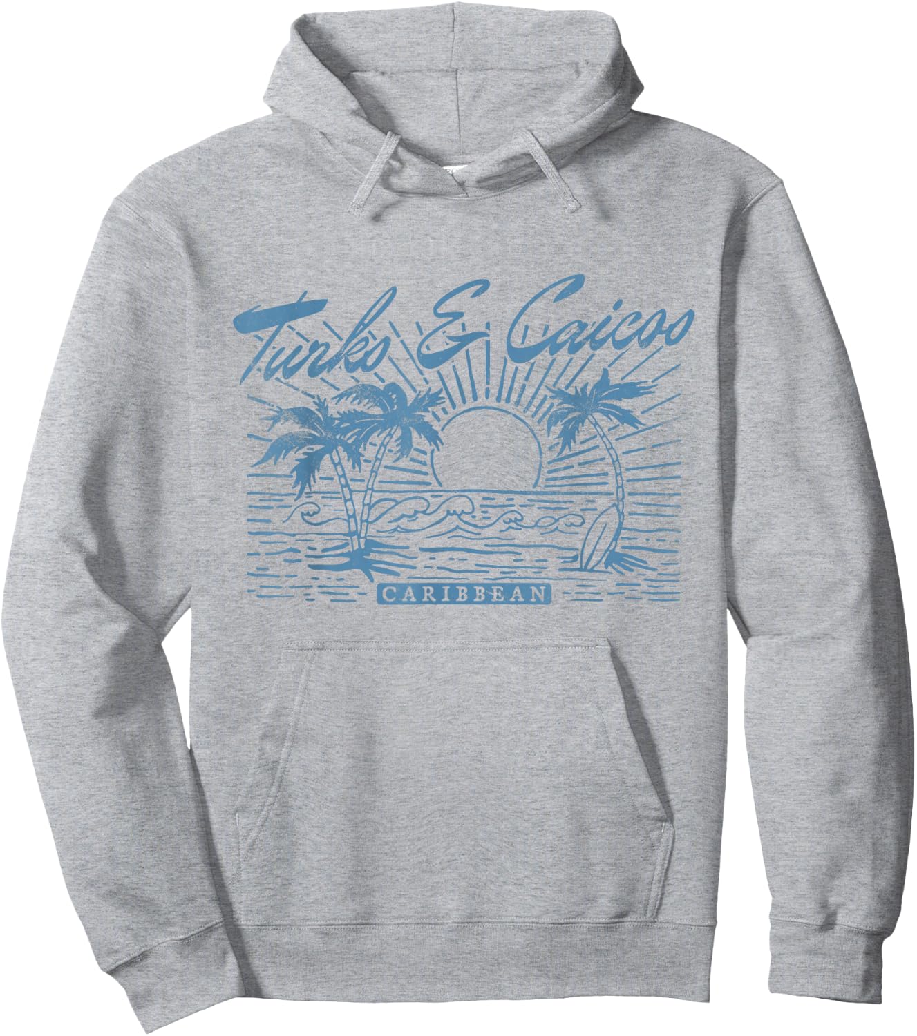 Turks and Caicos Caribbean Vintage Style Distressed Beach Hoodie - Hoodie | Ash