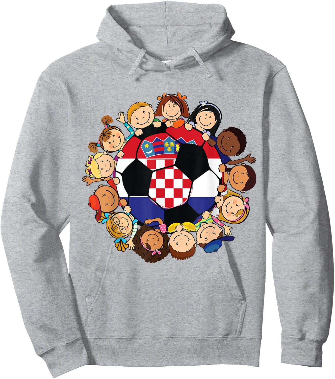 Croatia Soccer Ball Kids Toddler Girls Around Croatian Flag Hoodie - Hoodie | Ash