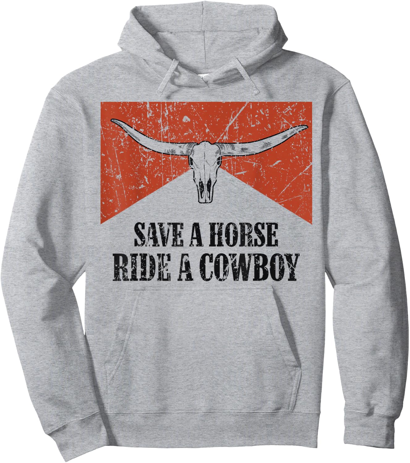Bull Skull Save A Horse Ride A Cowboy Western Country Hoodie - Hoodie | Ash