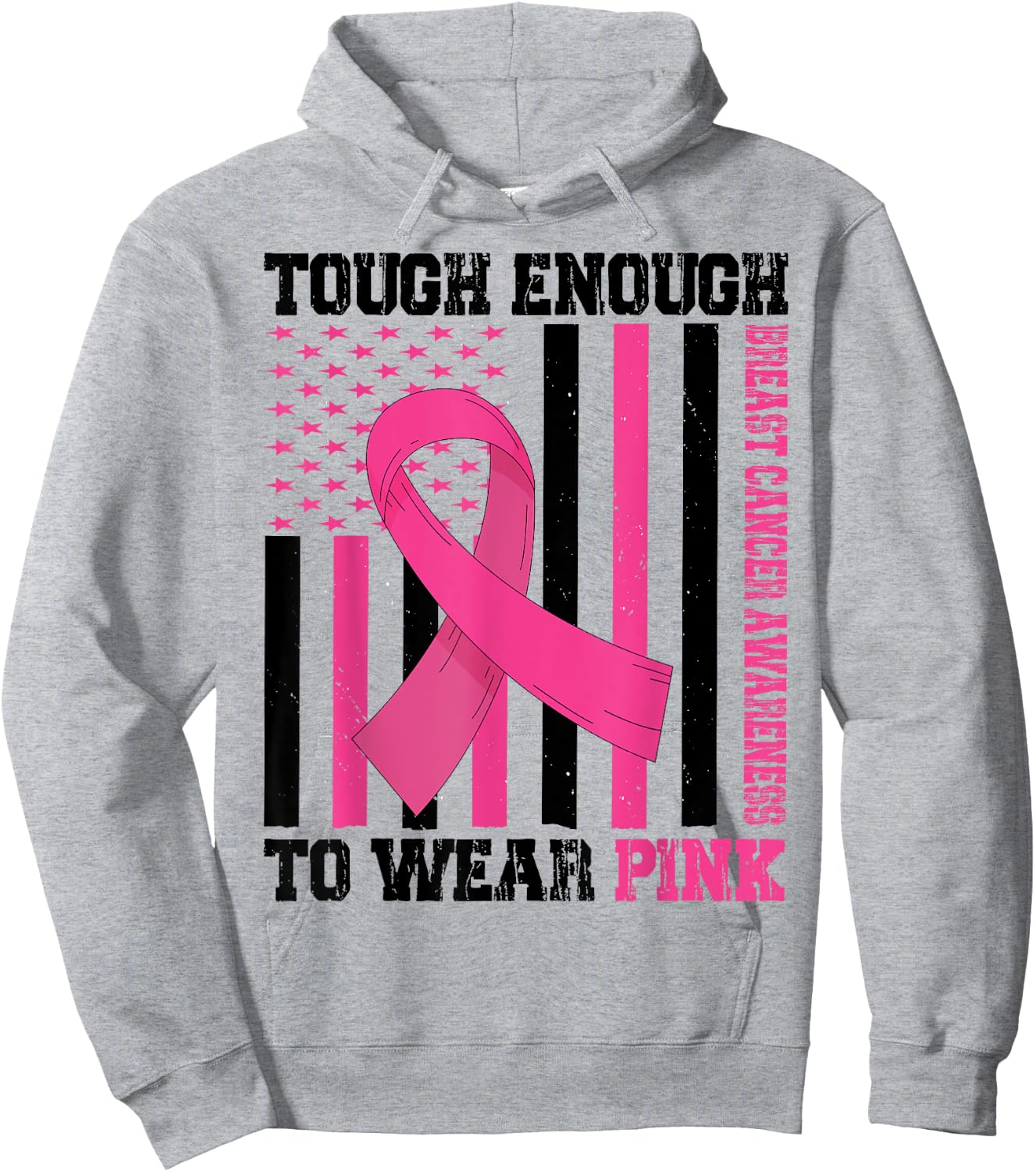 Tough Enough To Wear Pink Breast Cancer Awareness in October Hoodie - Hoodie | Ash