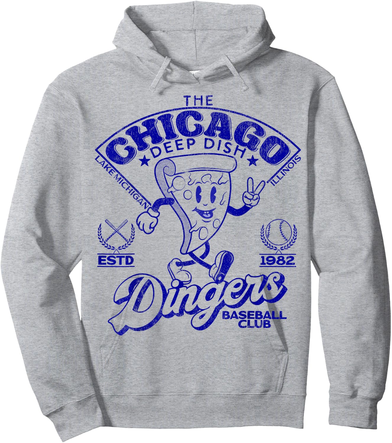 Chicago Deep Dish Dingers Minor League Retro Baseball Team Hoodie - Hoodie | Ash