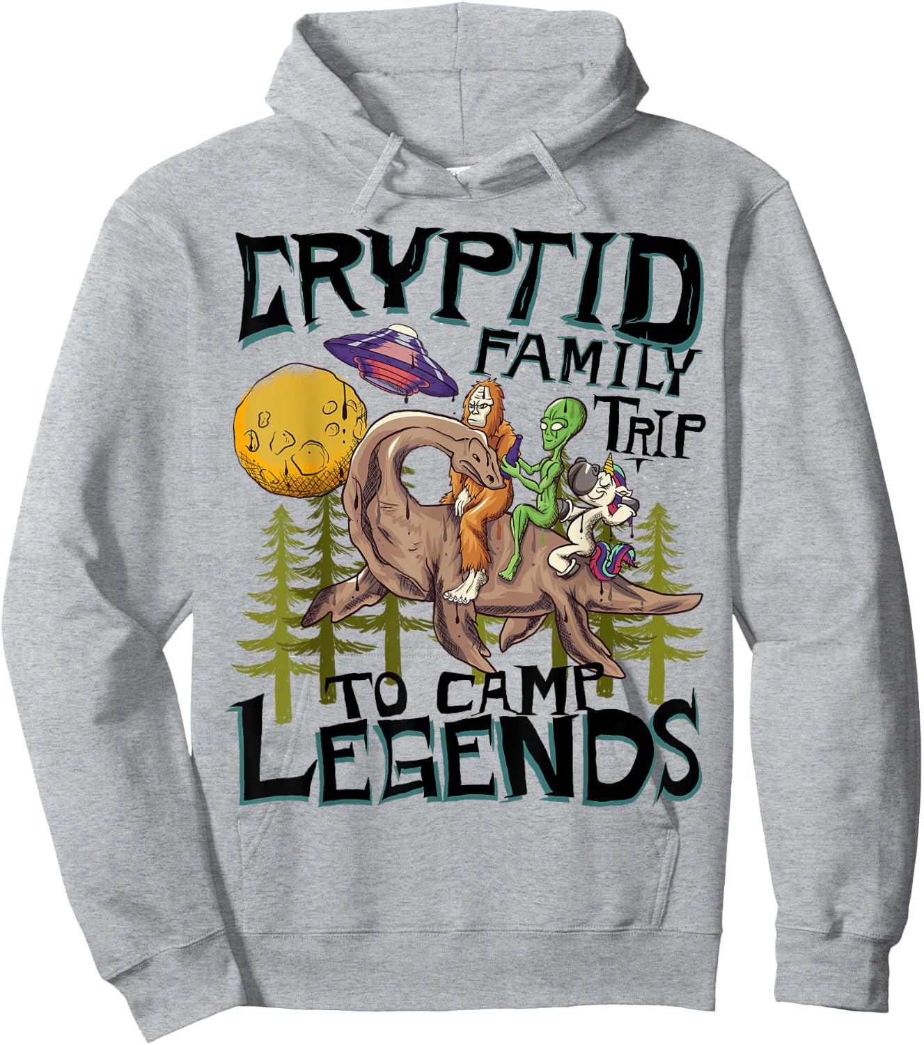 Funny Bigfoot Nessie Unicorn Alien - UFO - Cryptid Legends Hoodie - Hoodie | Ash
