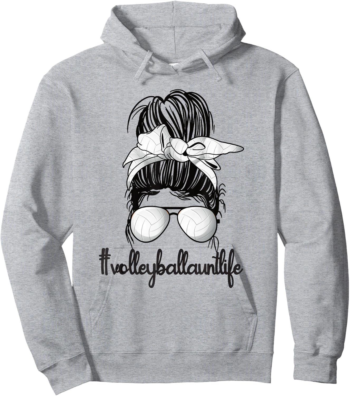 Volleyball Aunt Life Messy Bun Proud Volleyball Auntie Hoodie - Hoodie | Ash