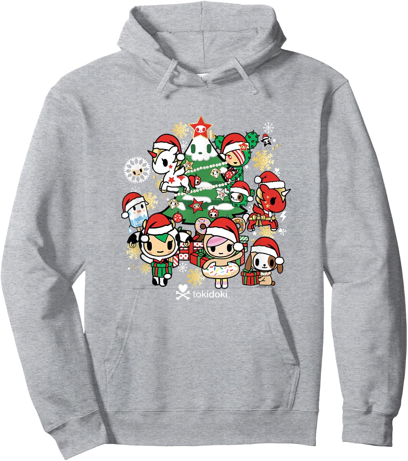 Tokidoki Christmas Tree Decoration Festive Group Shot Hoodie - Hoodie | Ash