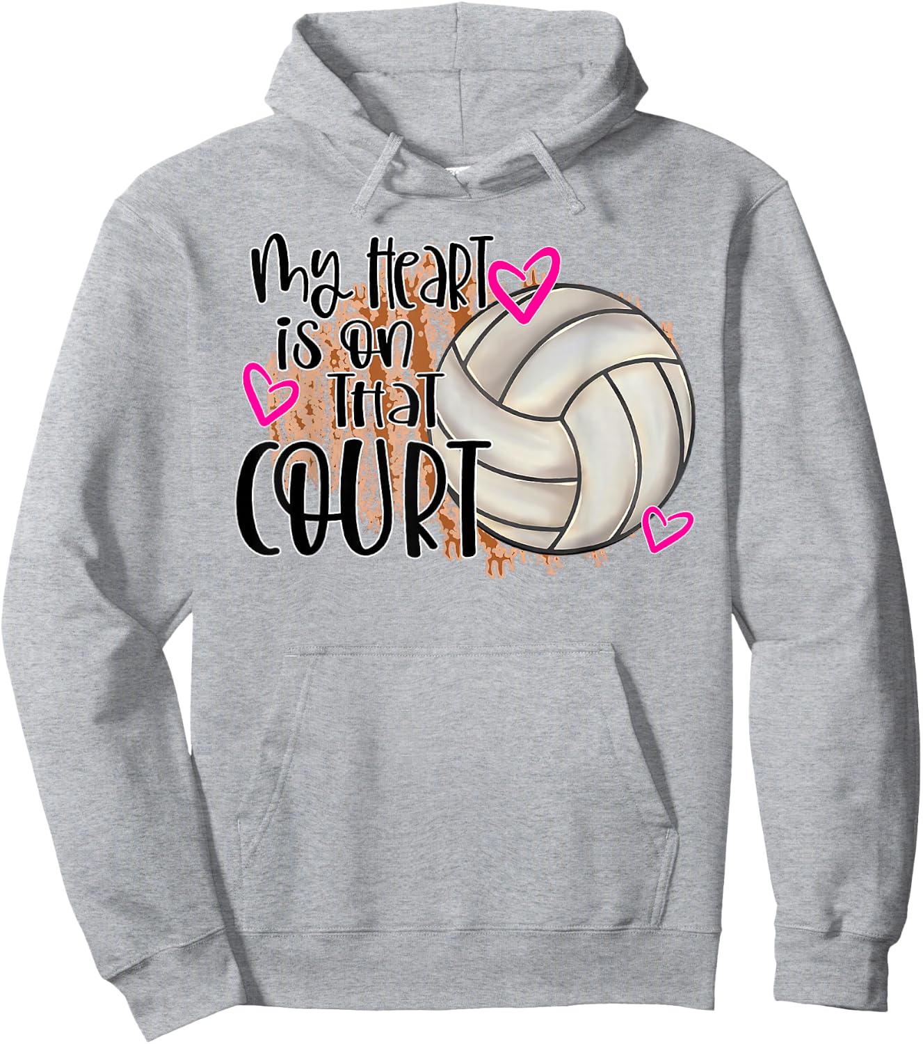 My Heart is On That Court Cute Volleyball Mom Game Day Volle Hoodie - Hoodie | Ash
