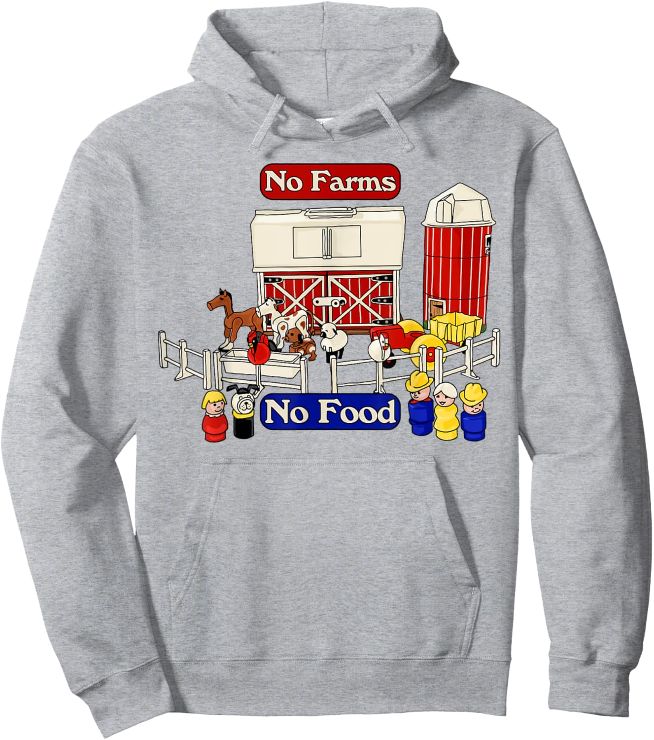 Little People Family Farm - No Farms No Food Hoodie - Hoodie | Ash