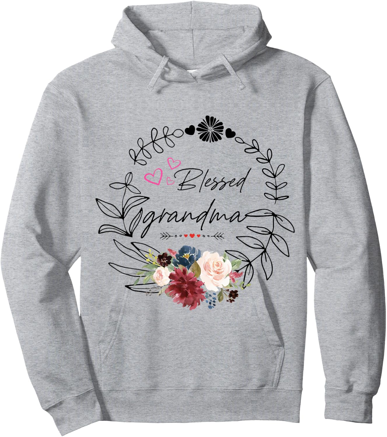 Blessed grandma Floral est 2022 funny floral mother's day Hoodie - Hoodie | Ash