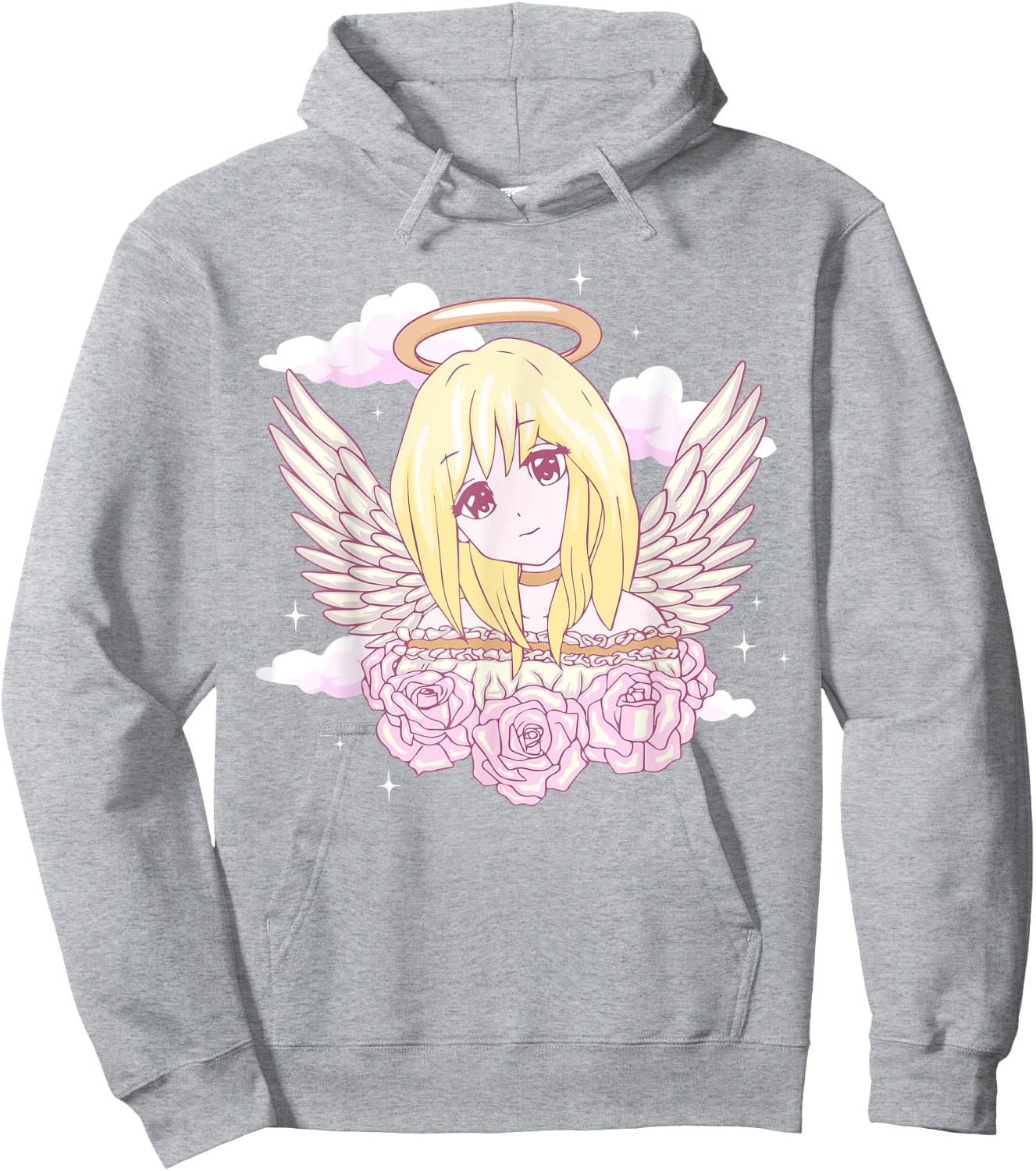 Angelcore Aesthetic Anime Girl Roses Angel Halo Hoodie - Hoodie | Ash