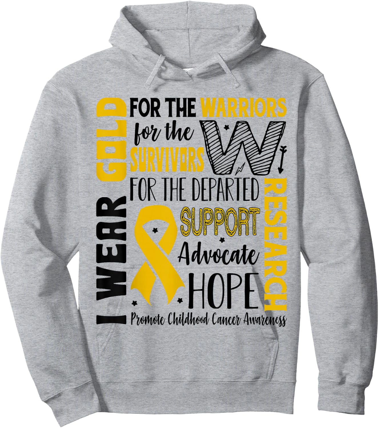 Gold for a Child Fight Warriors Childhood Cancer Awareness Hoodie - Hoodie | Ash