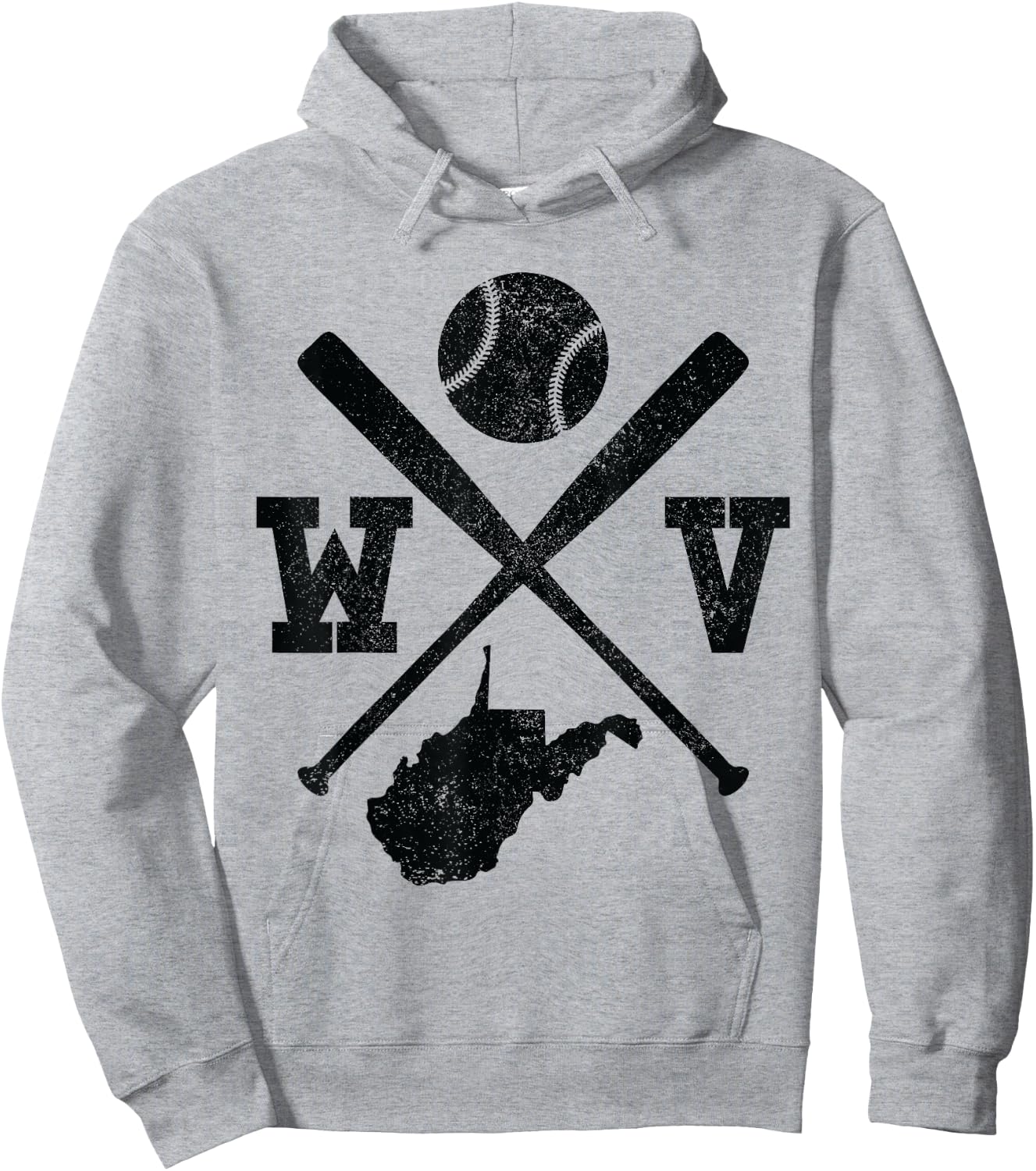 WV USA State - Baseball Player West Virginia Hoodie - Hoodie | Ash