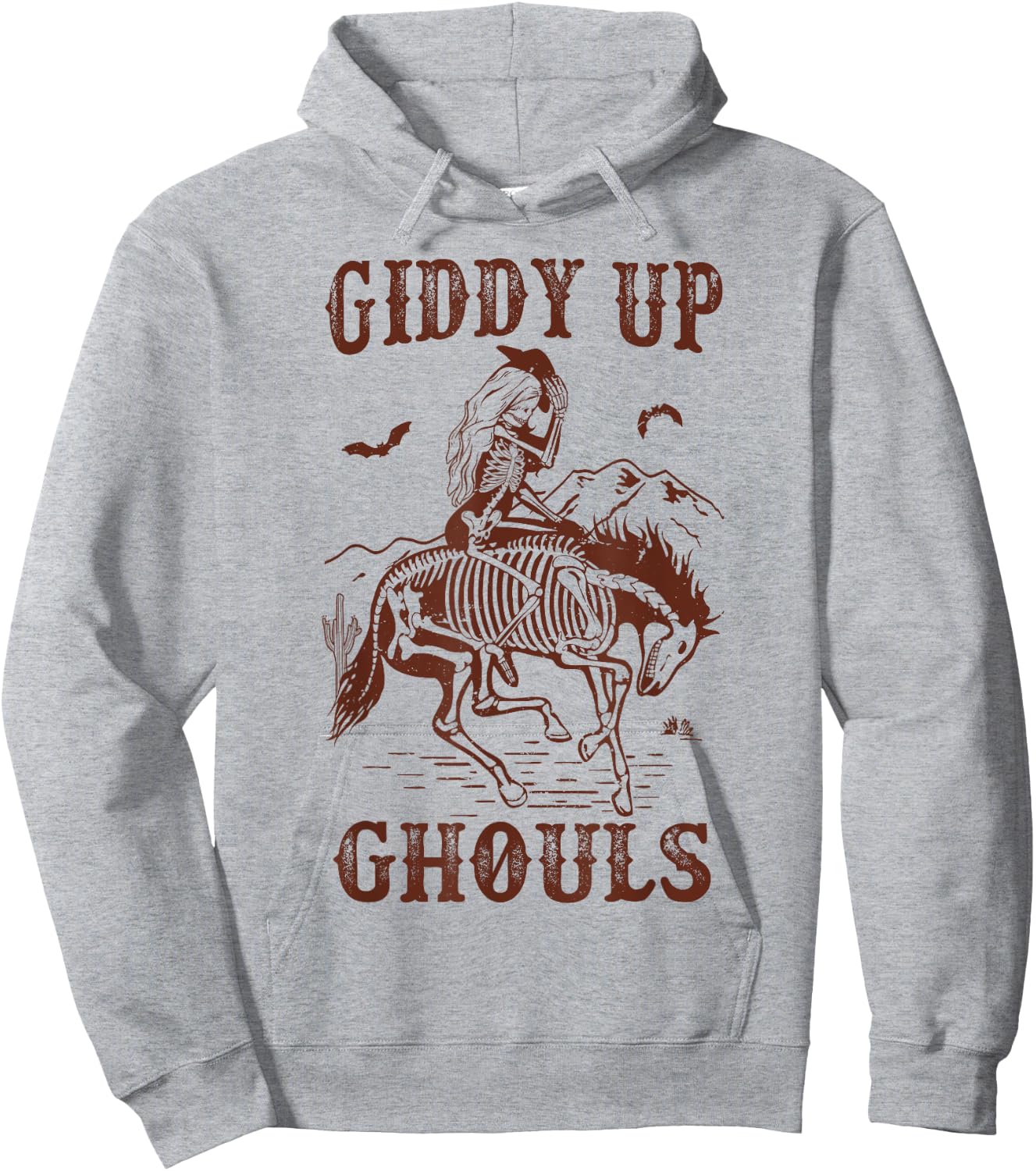 Giddy Up Ghouls Halloween Western Cowgirl Cowboy Skeleton Hoodie - Hoodie | Ash
