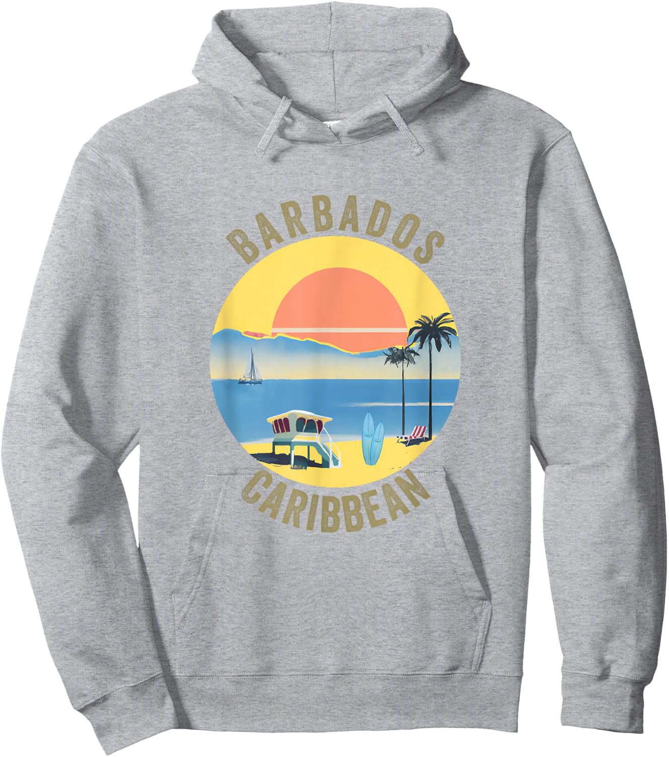Barbados Souvenir Apparel - Retro Vintage Barbados Hoodie - Hoodie | Ash