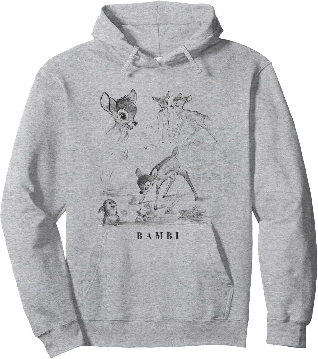 Disney Bambi And Friends Faline Thumper Distressed Sketch Hoodie - Hoodie | Ash
