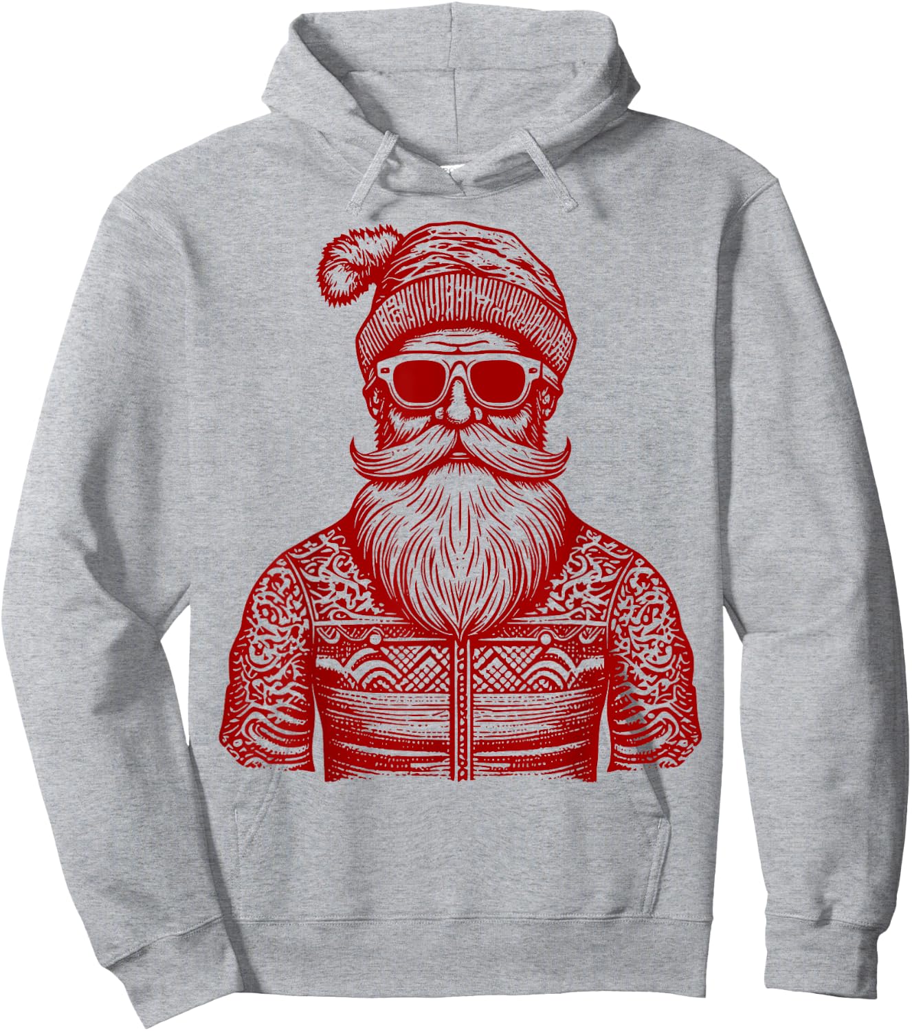 Cool Hip Santa Claus Christmas Hipster Dude Dad Ugly Sweater Hoodie - Hoodie | Ash