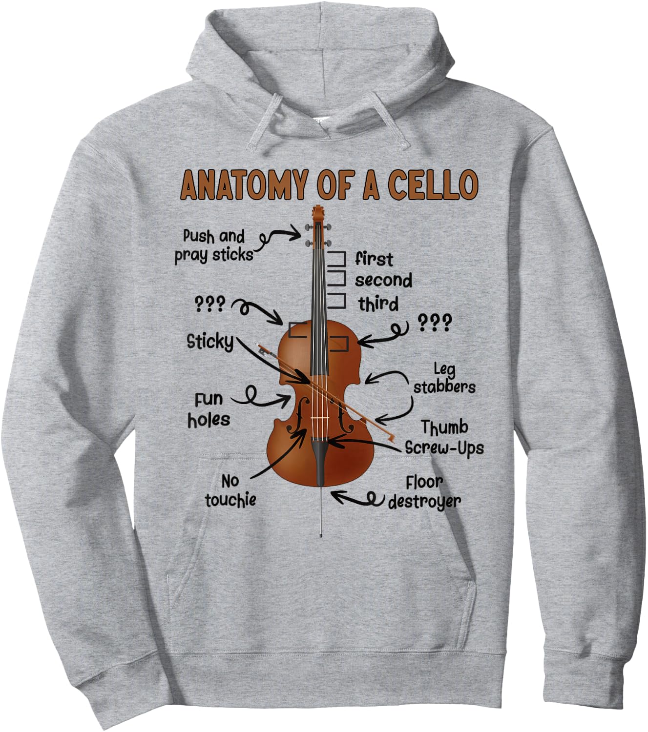 Anatomy Of A Cello Cellist Cello Lover Cello Player Hoodie - Hoodie | Ash