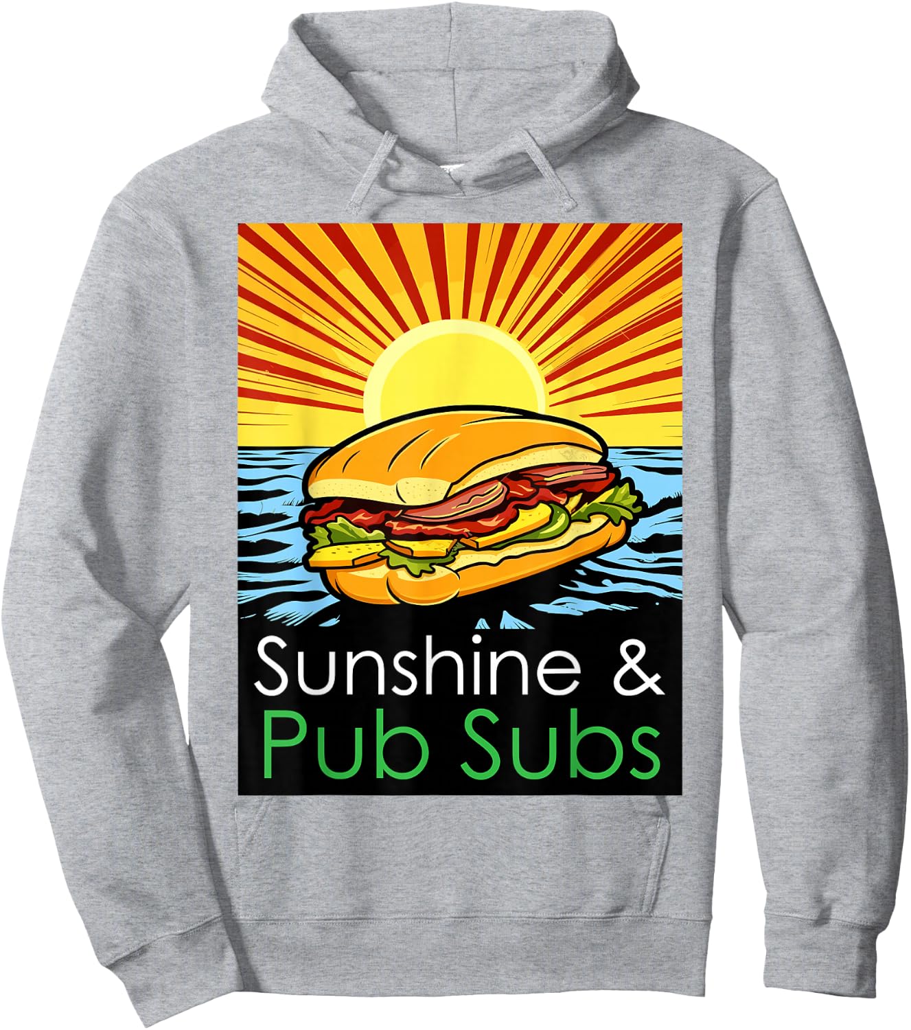 Sunshine and Pub Subs Funny Cute Beach Lover Sunset Hoodie - Hoodie | Ash