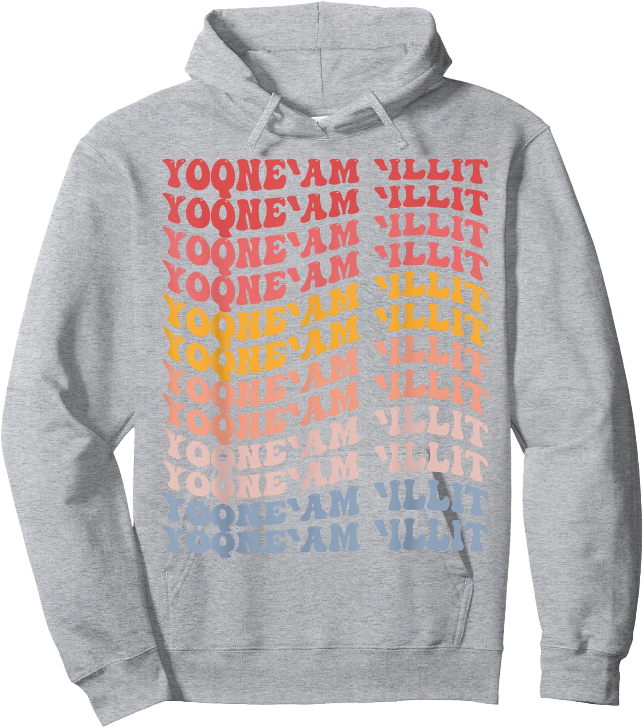 Yoqneam Illit City Groovy Retro Hoodie - Hoodie | Ash