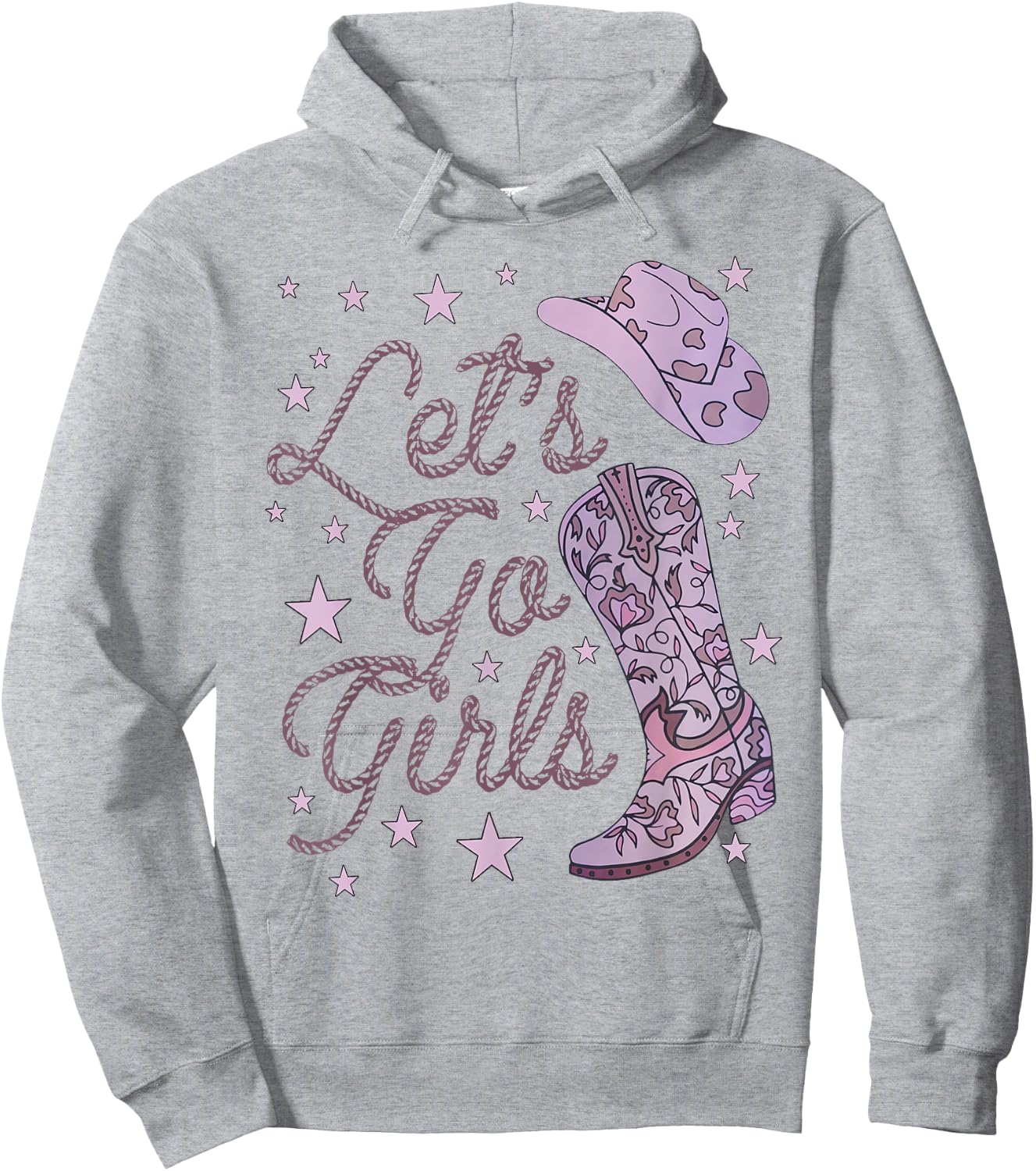 Let's Go Girls Cowgirl Hat Cowboy Boots Bachelorette Party Hoodie - Hoodie | Ash