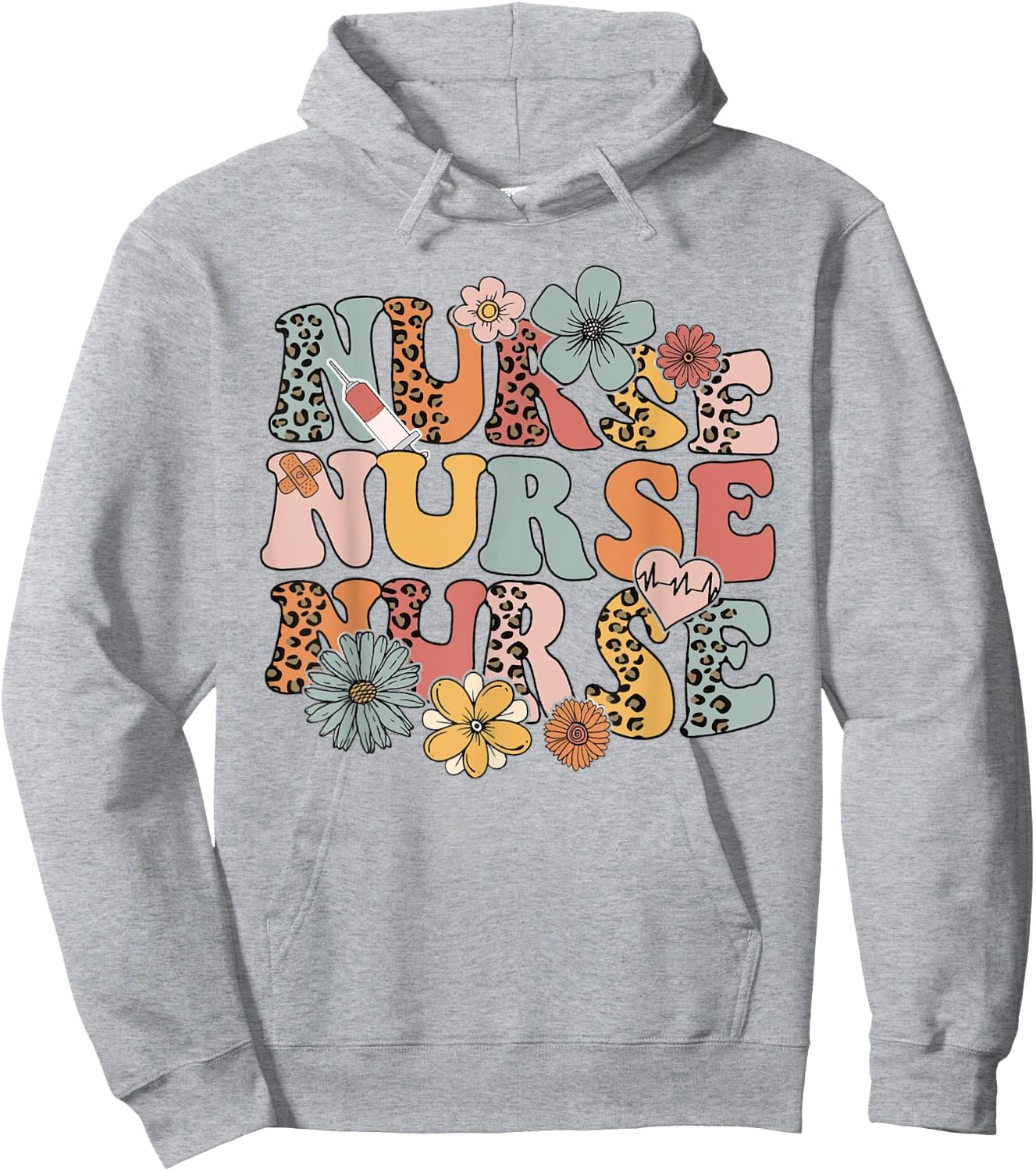 Leopard Wildflowers Nurse Appreciation Registered Nurse Hoodie - Hoodie | Ash