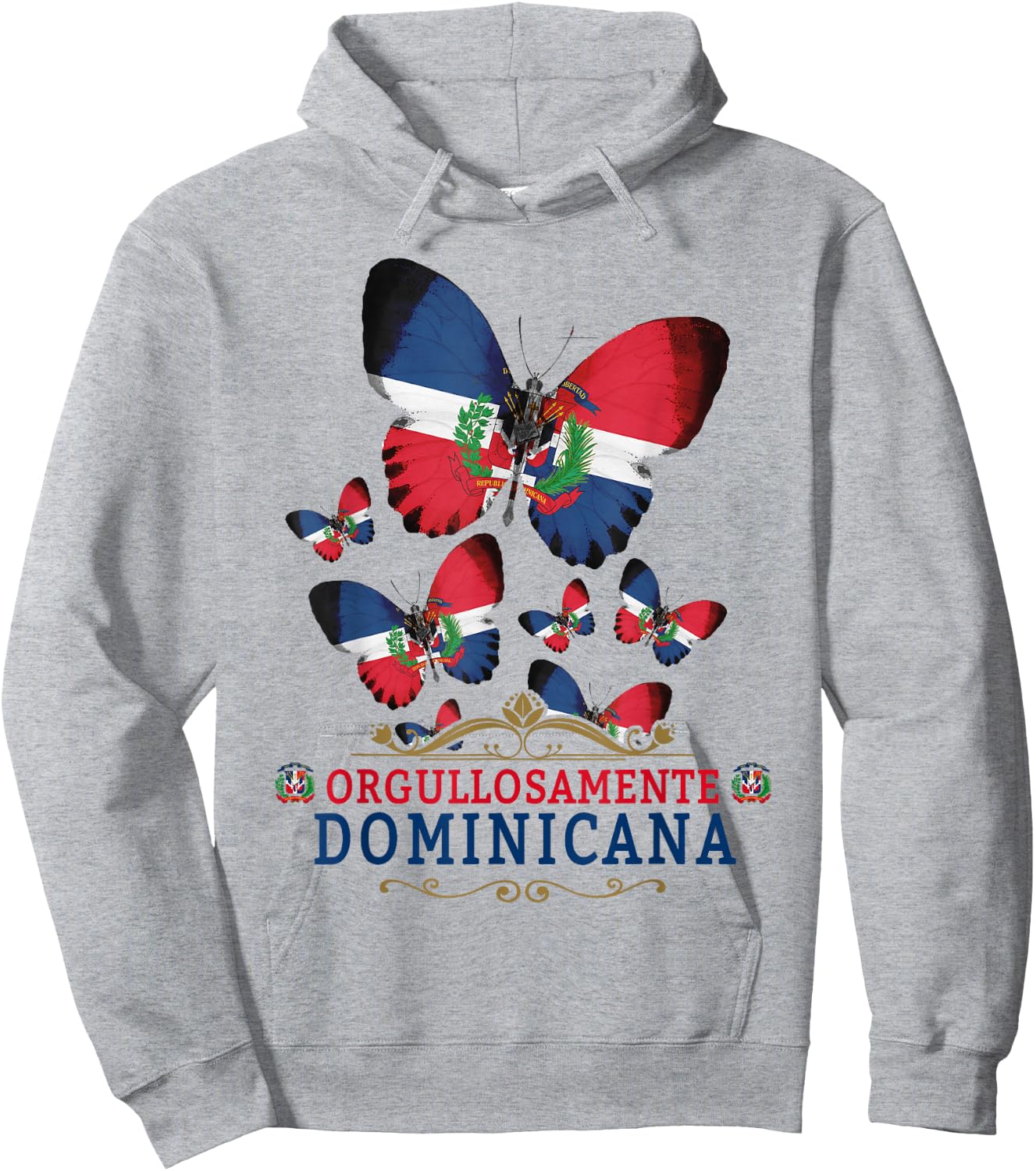 Republica Dominicana Butterfly & Dominican Flag Hoodie - Hoodie | Ash