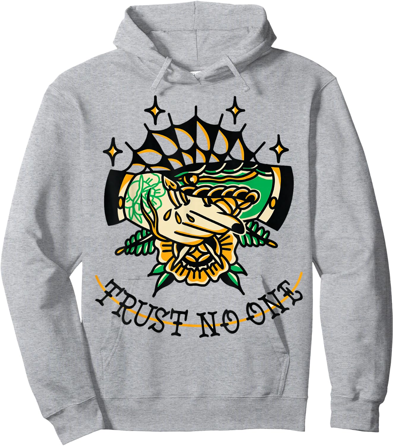 Trust No One Alternative Traditional Tattoo Flash Edgy Snake Hoodie - Hoodie | Ash