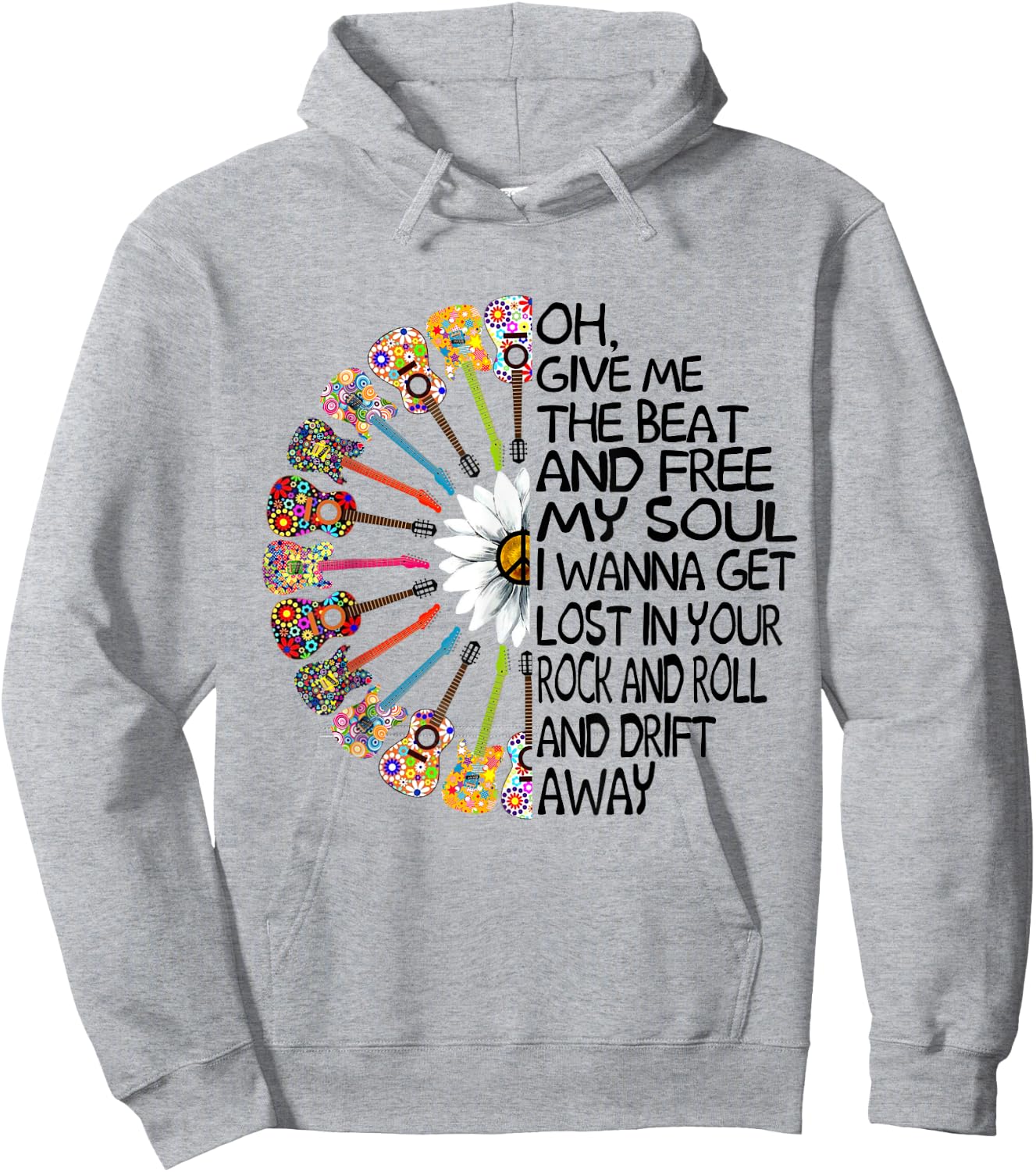 Oh Give Me The Beat And Free My Soul Hippie Guitar Daisy Hoodie - Hoodie | Ash