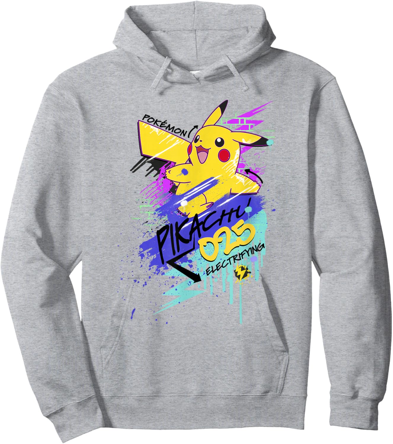 Pokémon Pikachu 025 Electrifying Street Art Graffiti Logo Hoodie - Hoodie | Ash