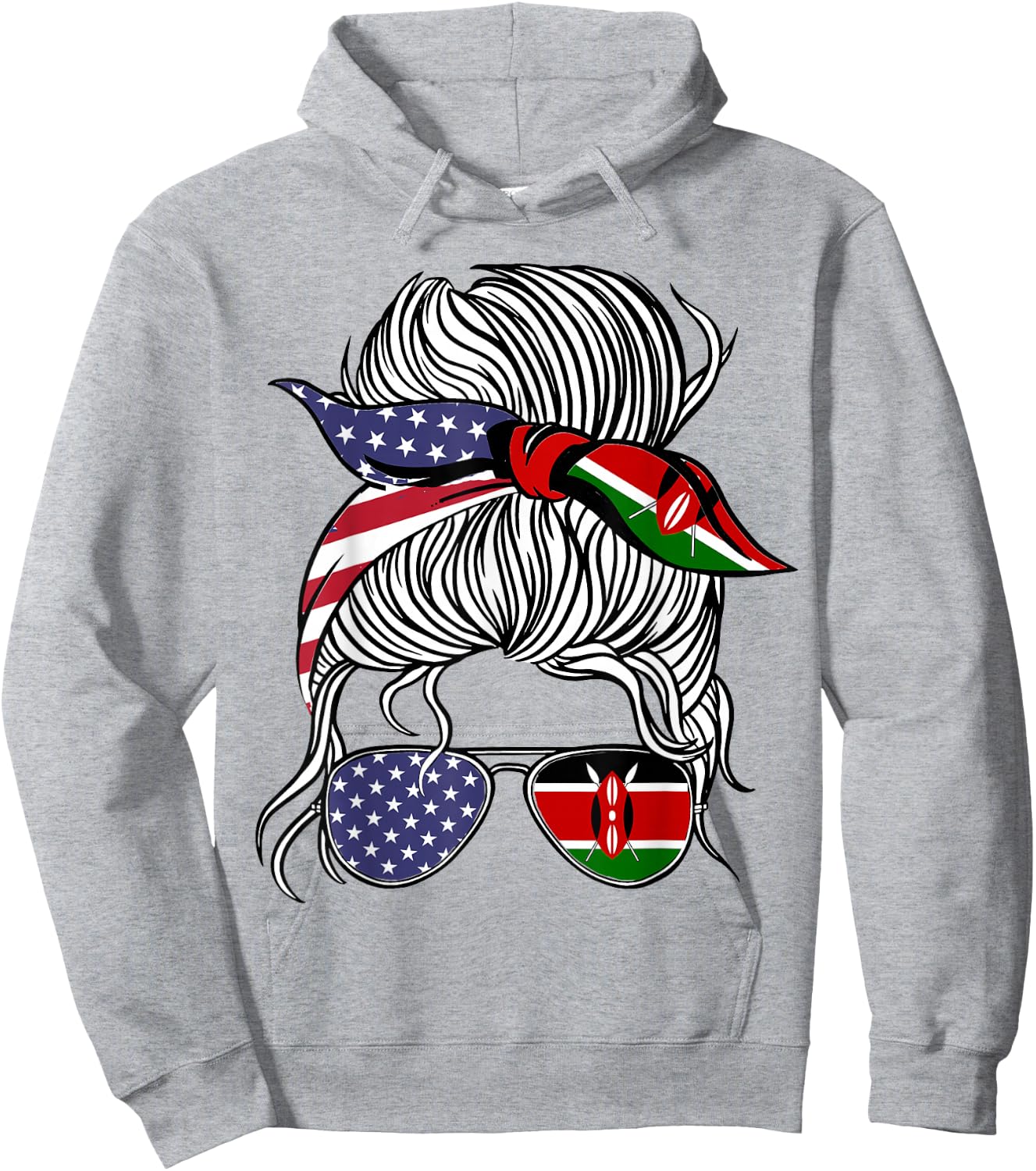American Kenyan Patriot Flag Women Girl Kenya Grown Hoodie - Hoodie | Ash