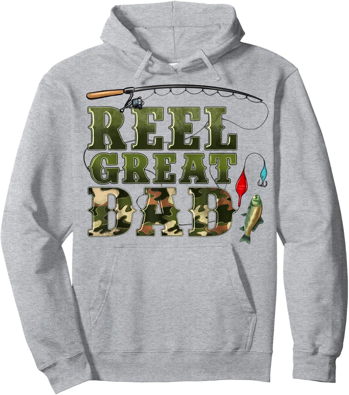 Camouflage Reel Great Dad Fishing Happy Fathers Day Hoodie - Hoodie | Ash