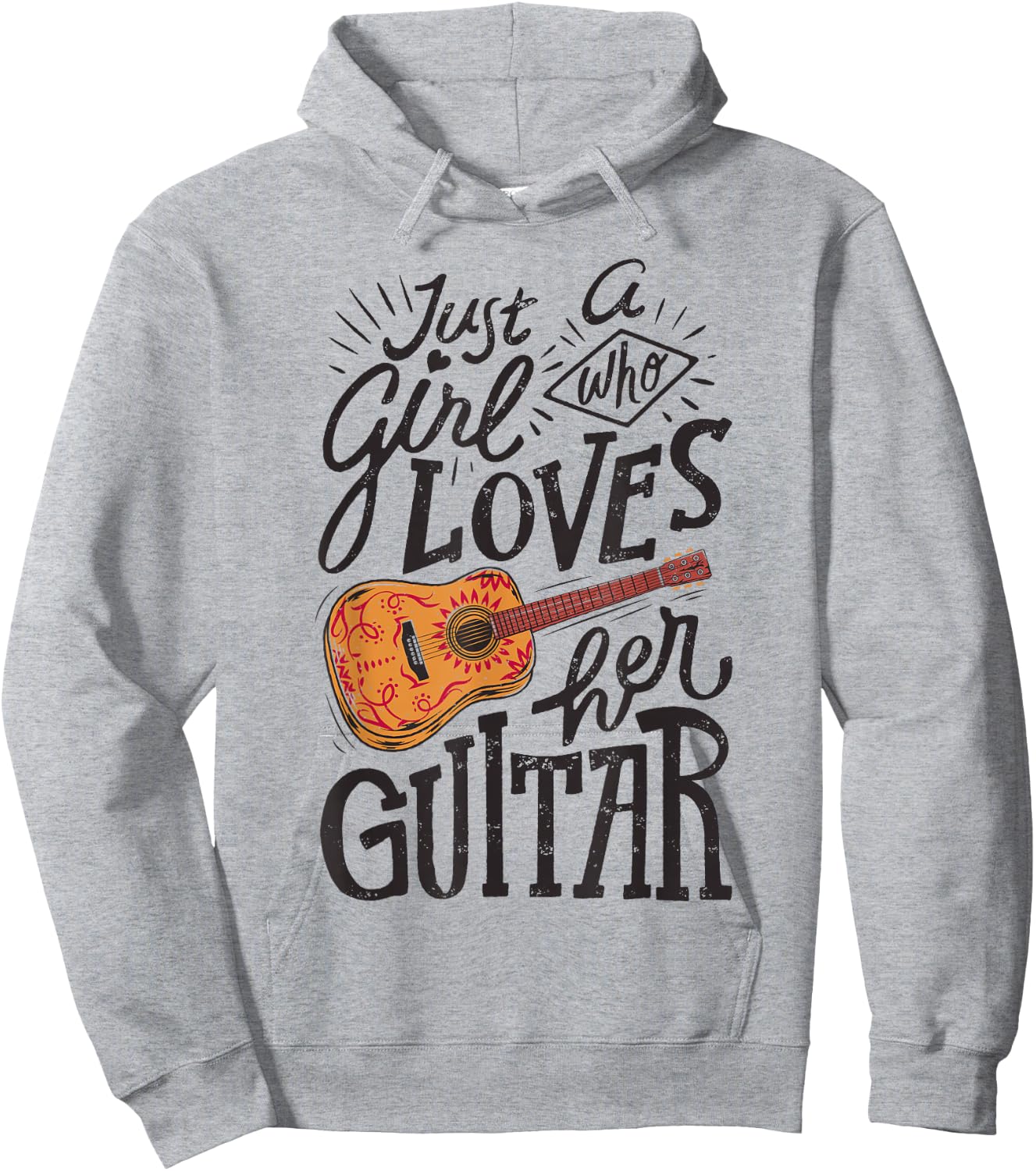 Just A Girl Who Loves Her Guitar Acoustic Guitarist Music Hoodie - Hoodie | Ash