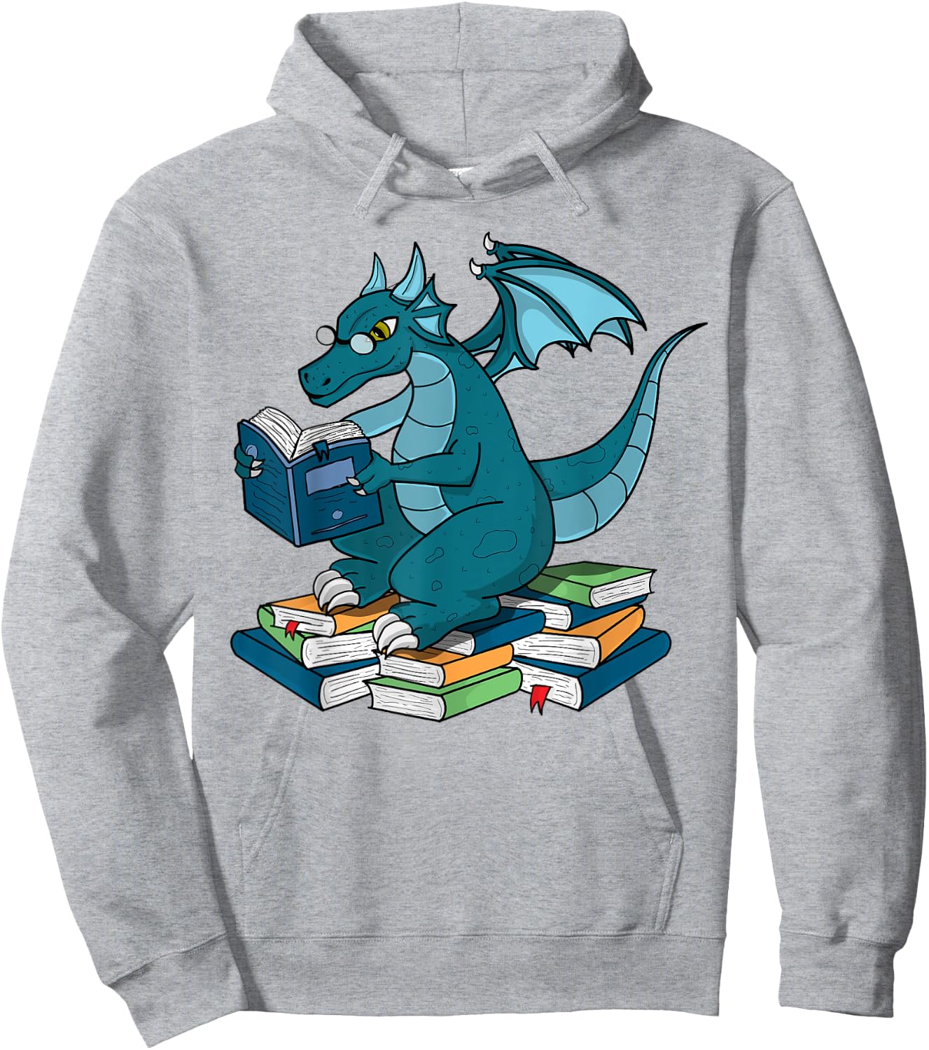 Whimsical Dragon Reading Books Nerd Fantasy Readers Hoodie - Hoodie | Ash