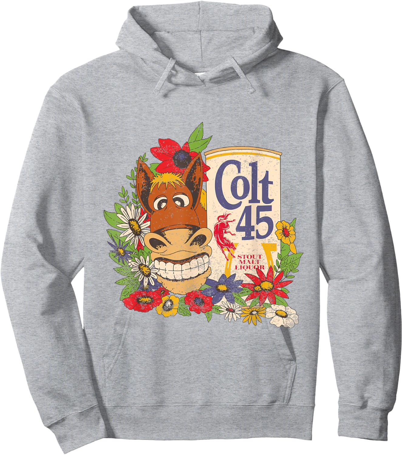 Colt 45 Beer Vintage Donkey - Authentic Licensed Artwork Hoodie - Hoodie | Ash