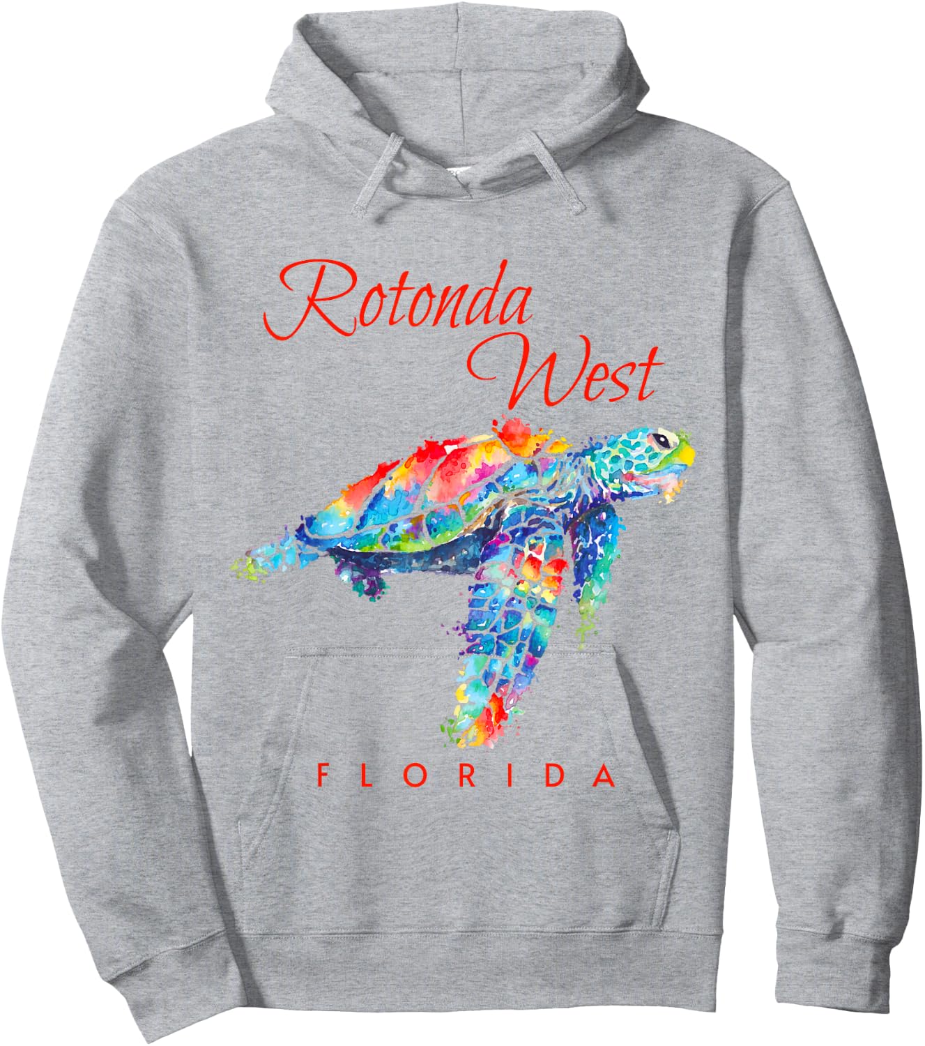 Rotonda West Florida Watercolor Sea Turtle Hoodie - Hoodie | Ash