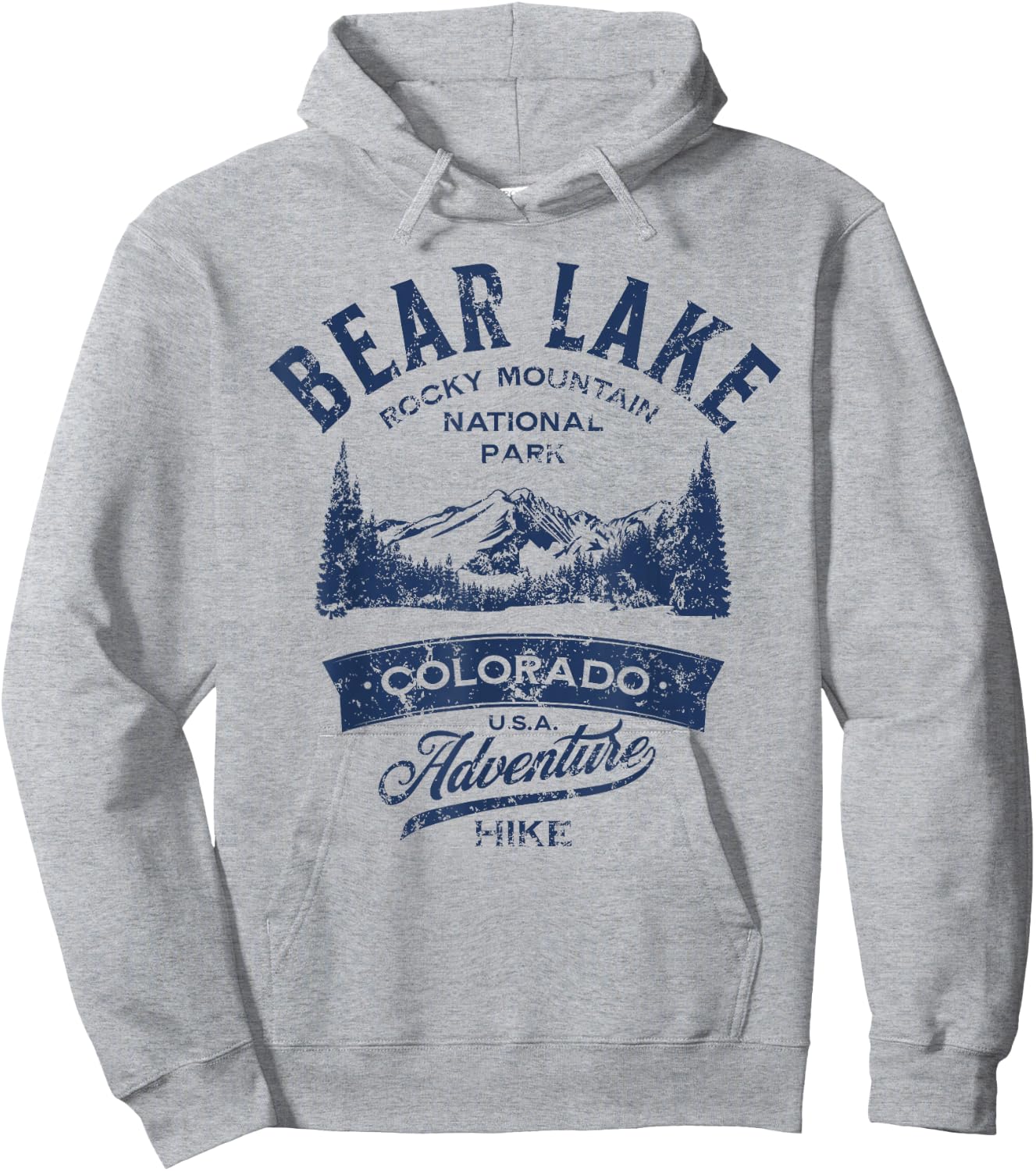 Bear Lake Rocky Mountain National Park Distressed Design Hoodie - Hoodie | Ash
