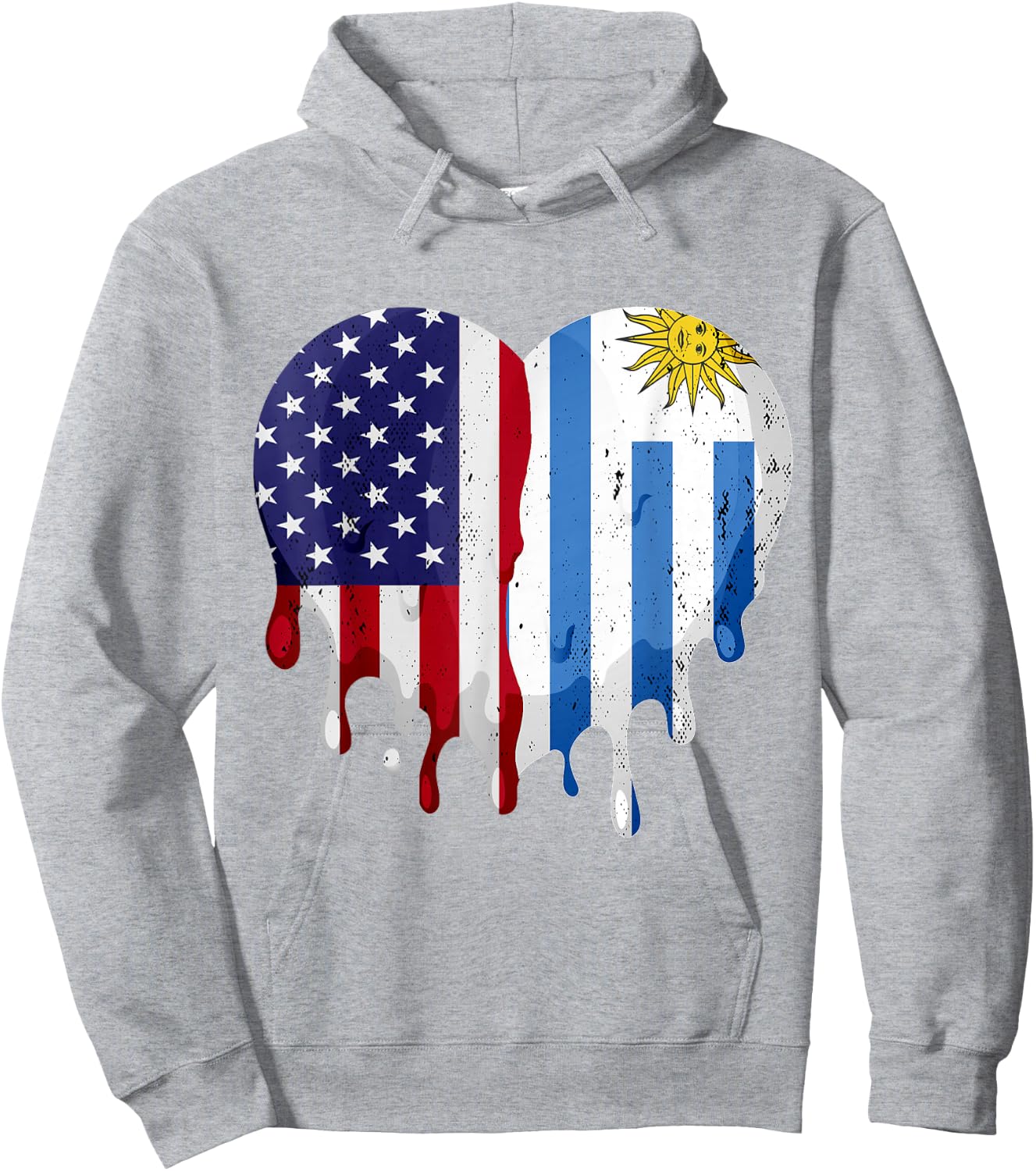 American Uruguayan Hispanic Heritage Month Flag Heart Hoodie - Hoodie | Ash