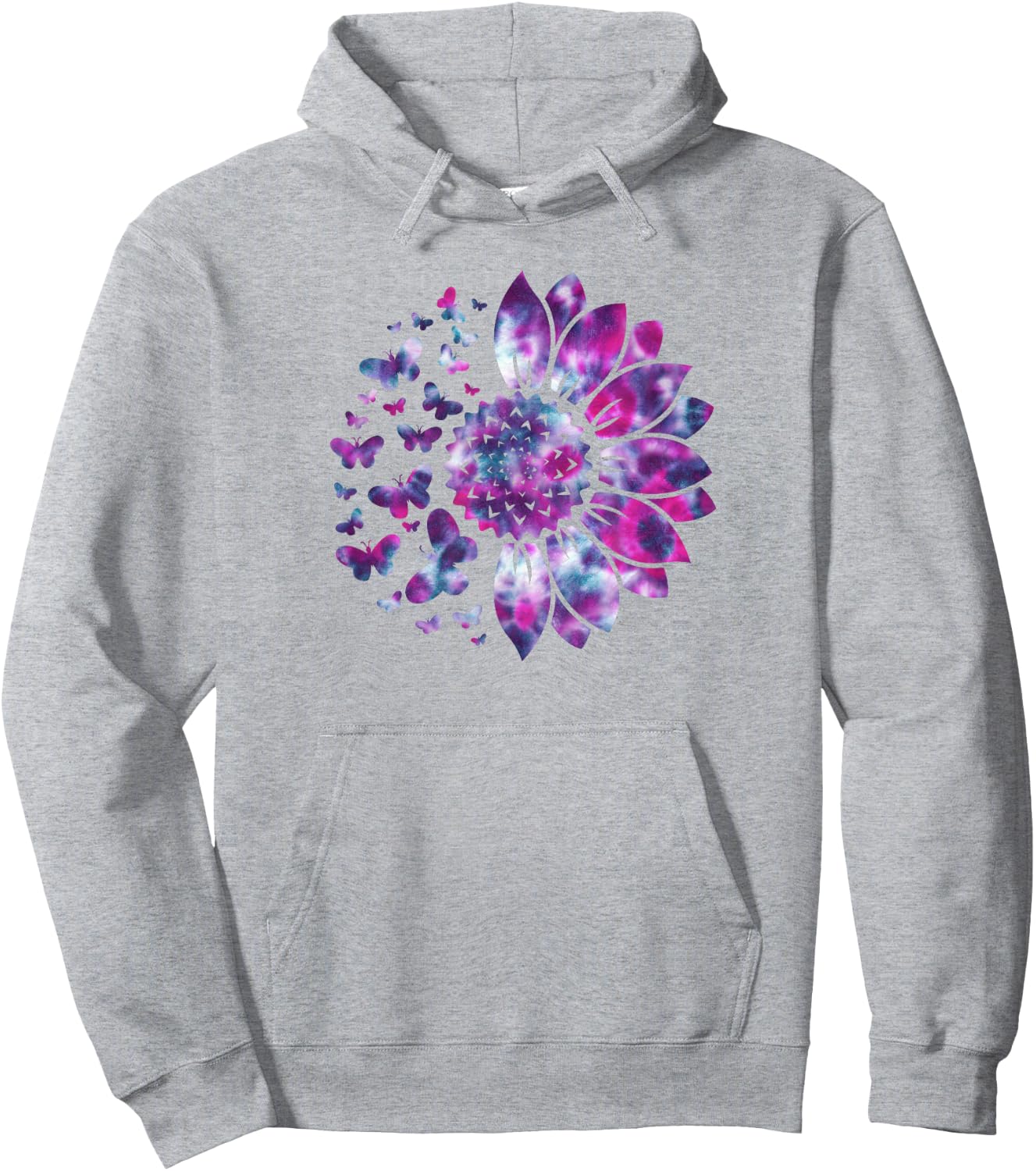 Sunflower Sun Flower Tie Dye Daisy Butterflies Women Girls Hoodie - Hoodie | Ash