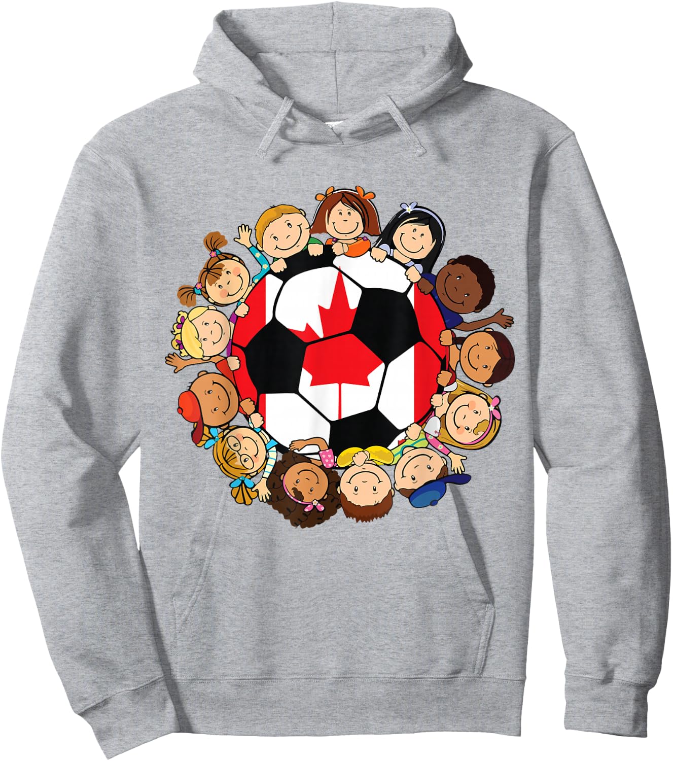 Canada Soccer Ball Kids Toddler Girls Around Canadian Flag Hoodie - Hoodie | Ash