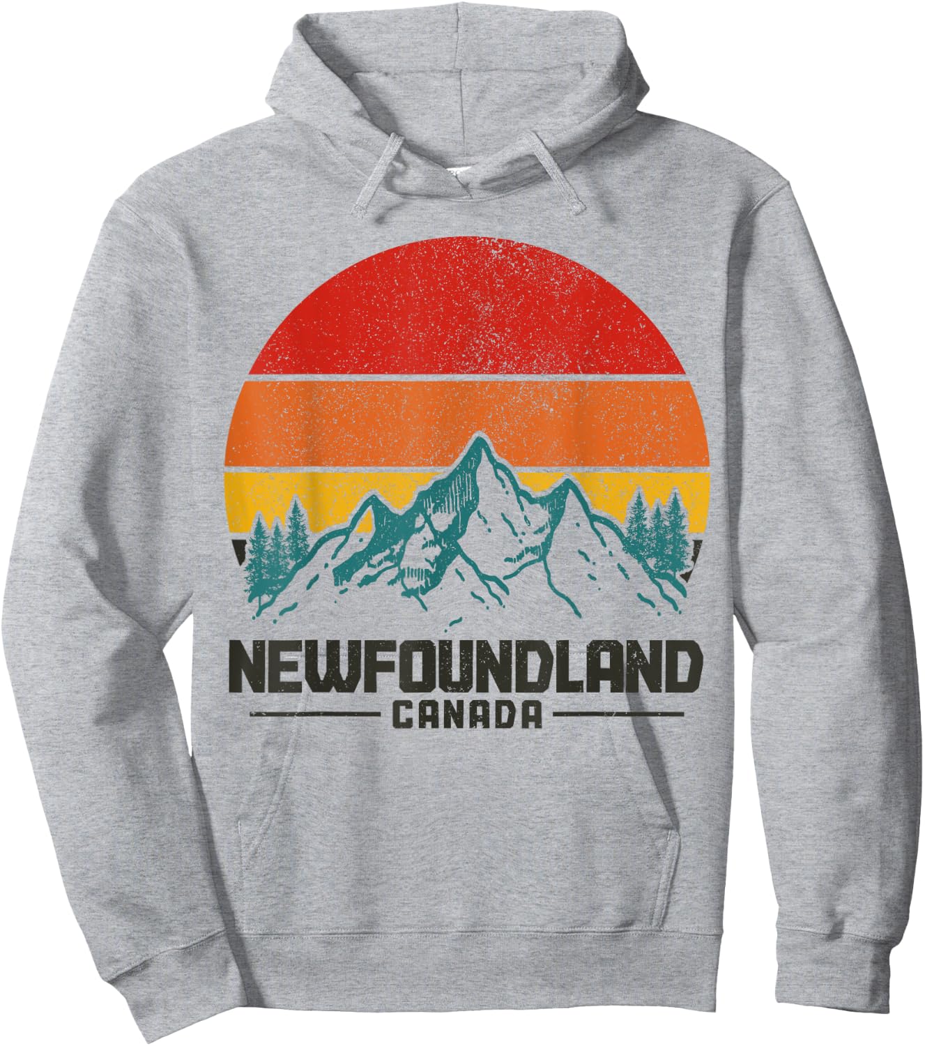 Newfoundland Canada Vintage Mountains Hiking Nature Canadian Hoodie - Hoodie | Ash