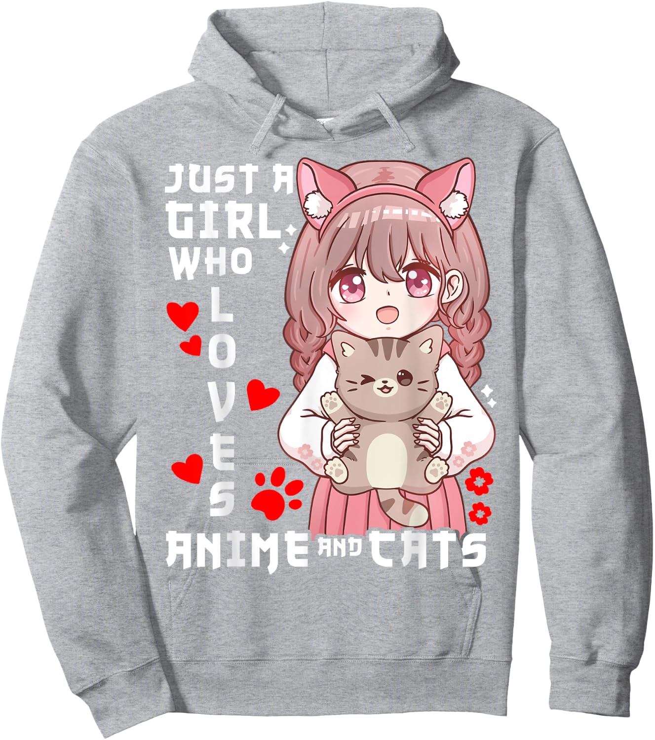 Anime Cat Girl Just a Girl Who Loves Anime and Cats Hoodie - Hoodie | Ash