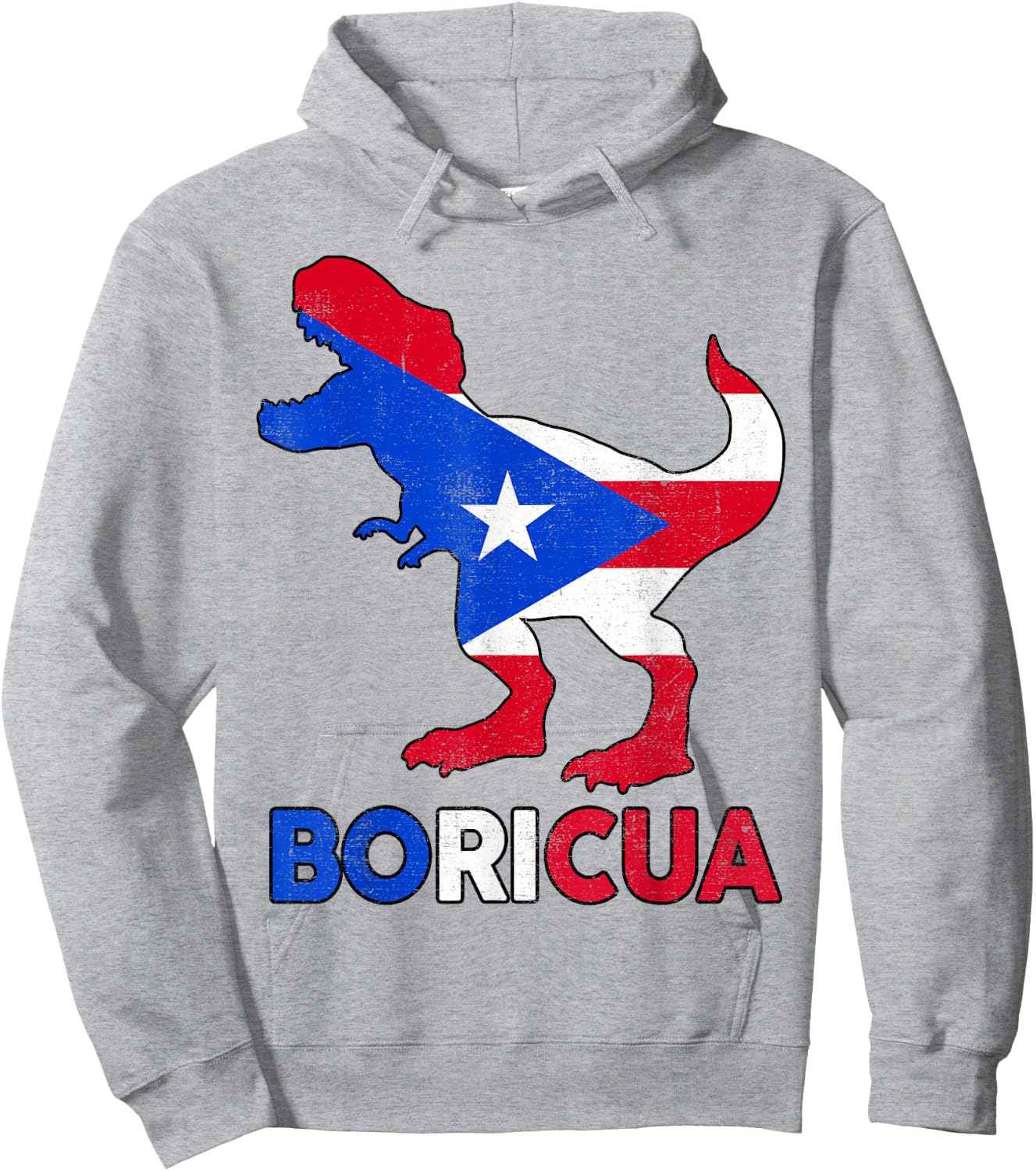Boricua Puerto Rico Boys Dino Rican Flag Hispanic Heritage Hoodie - Hoodie | Ash