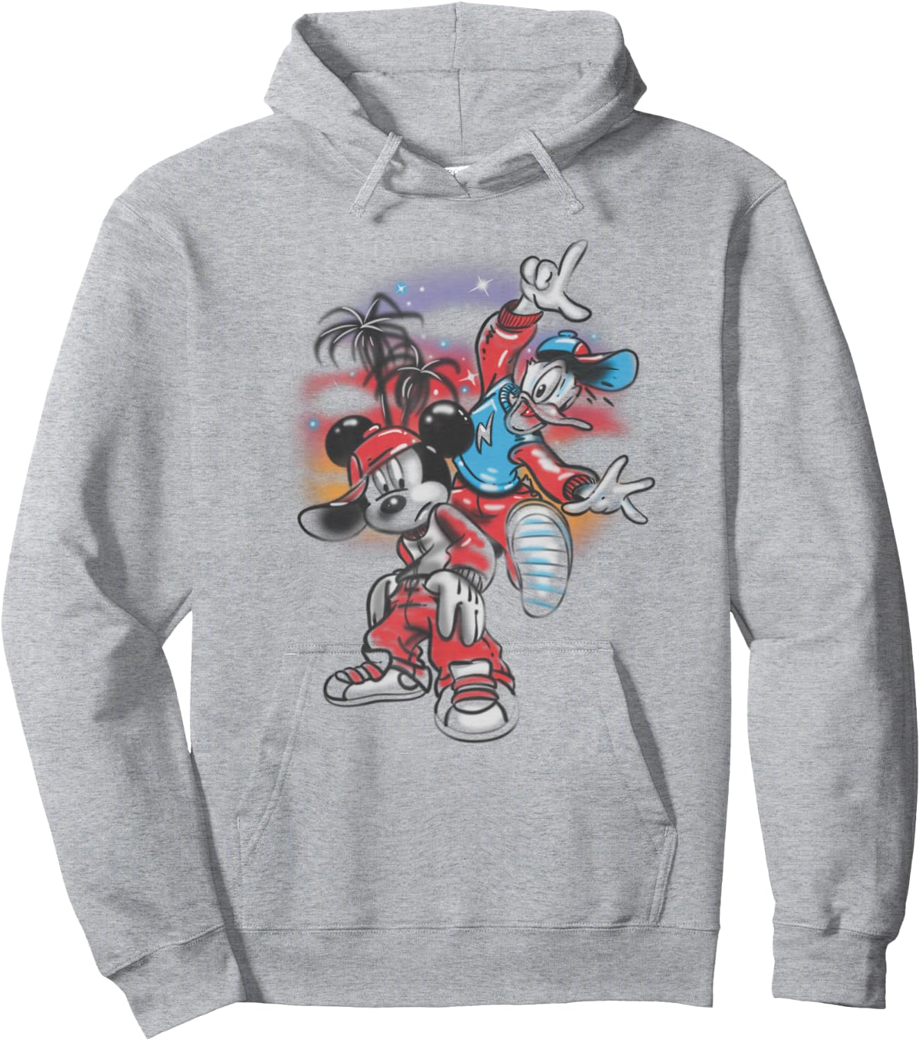 Disney Mickey And Friends Air Brush Graffiti Mickey & Donald Hoodie - Hoodie | Ash
