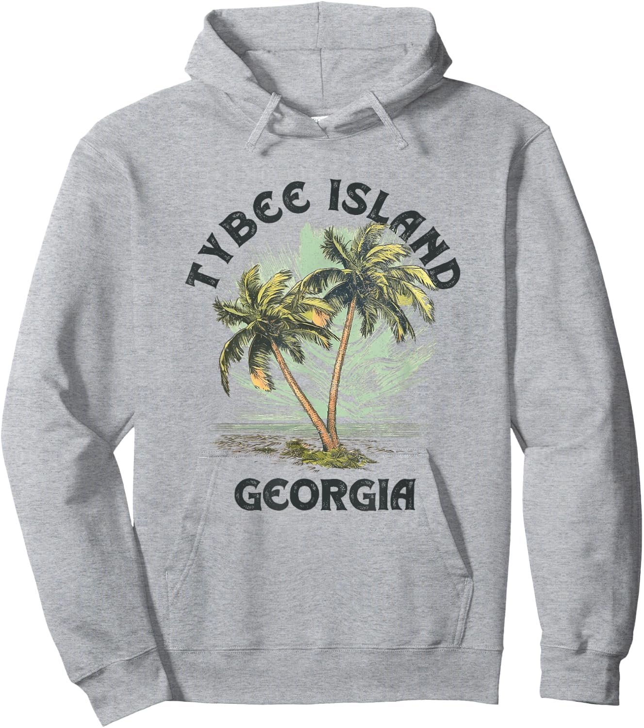 Tybee Island Georgia Palms Vintage Beach Women Hoodie - Hoodie | Ash