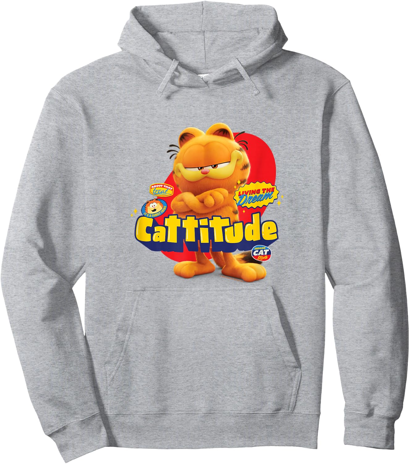 The Garfield Movie Cattitude Sassy Garfield Portrait Hoodie - Hoodie | Ash