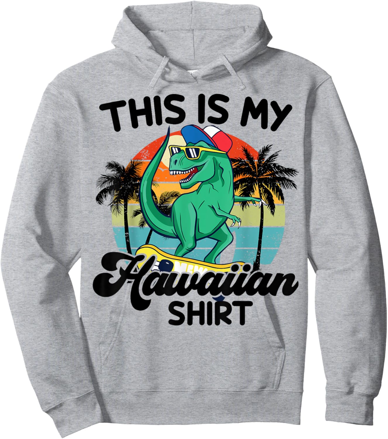 Boy This is My Hawaiian-Shirt Kids Toddler Funny Hawaii Dino Hoodie - Hoodie | Ash
