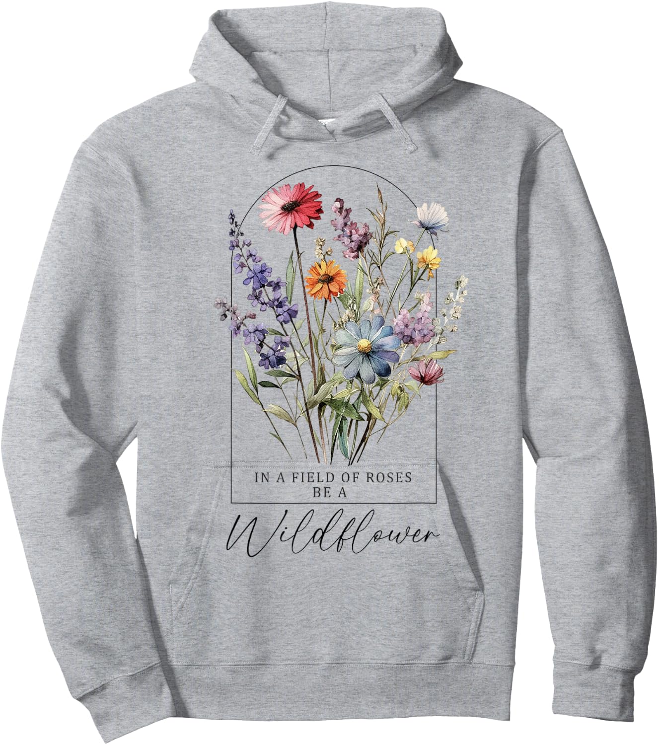 Summer Flowers Graphic Gardening Blooming Floral Wildflower Hoodie - Hoodie | Ash