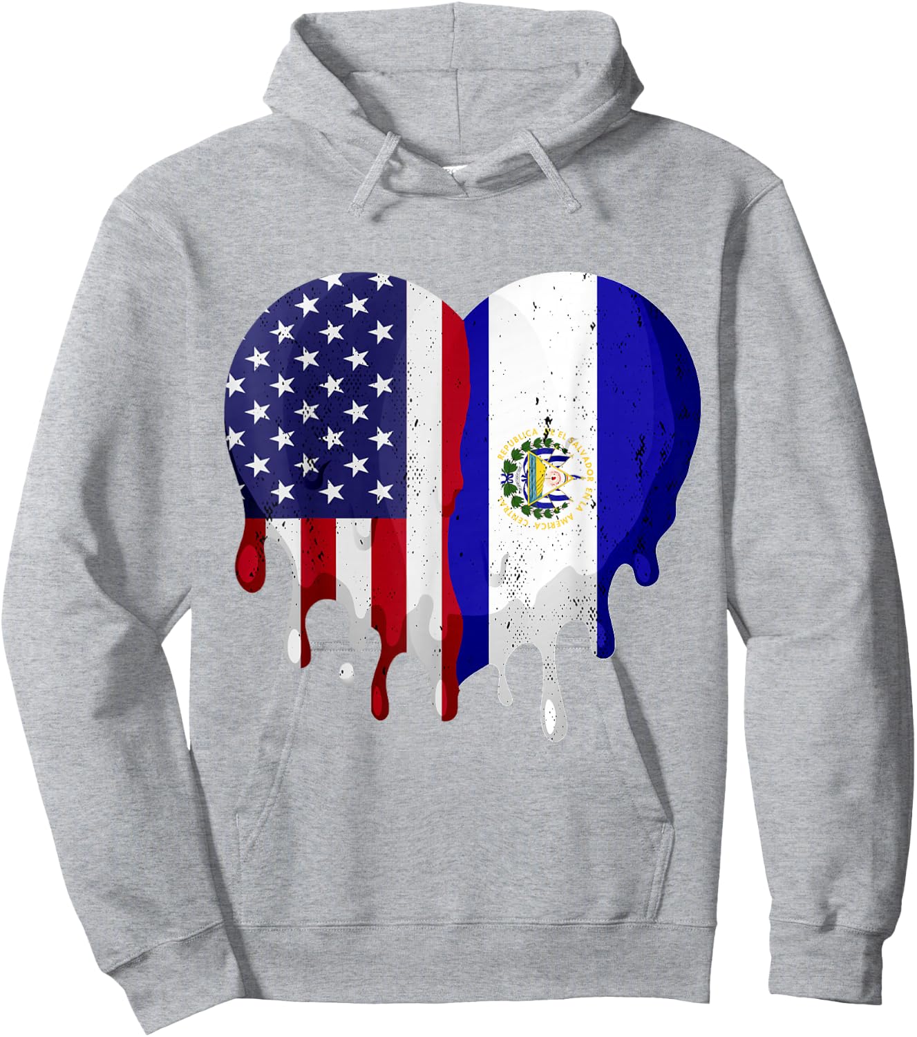 American Salvadoran Hispanic Heritage Month Flag Heart Hoodie - Hoodie | Ash